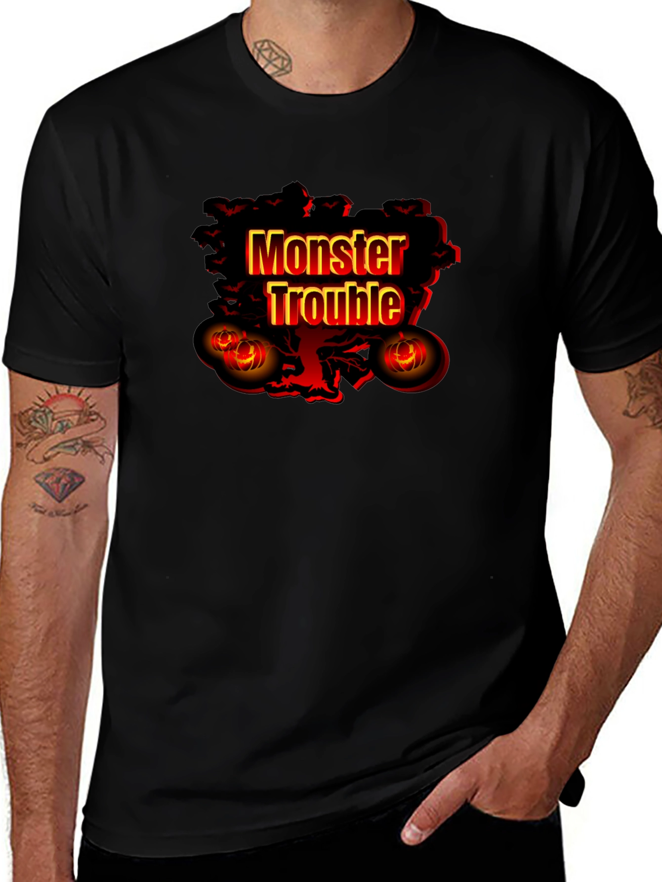 Monster Trouble Graphic Tee - Halloween Shirt