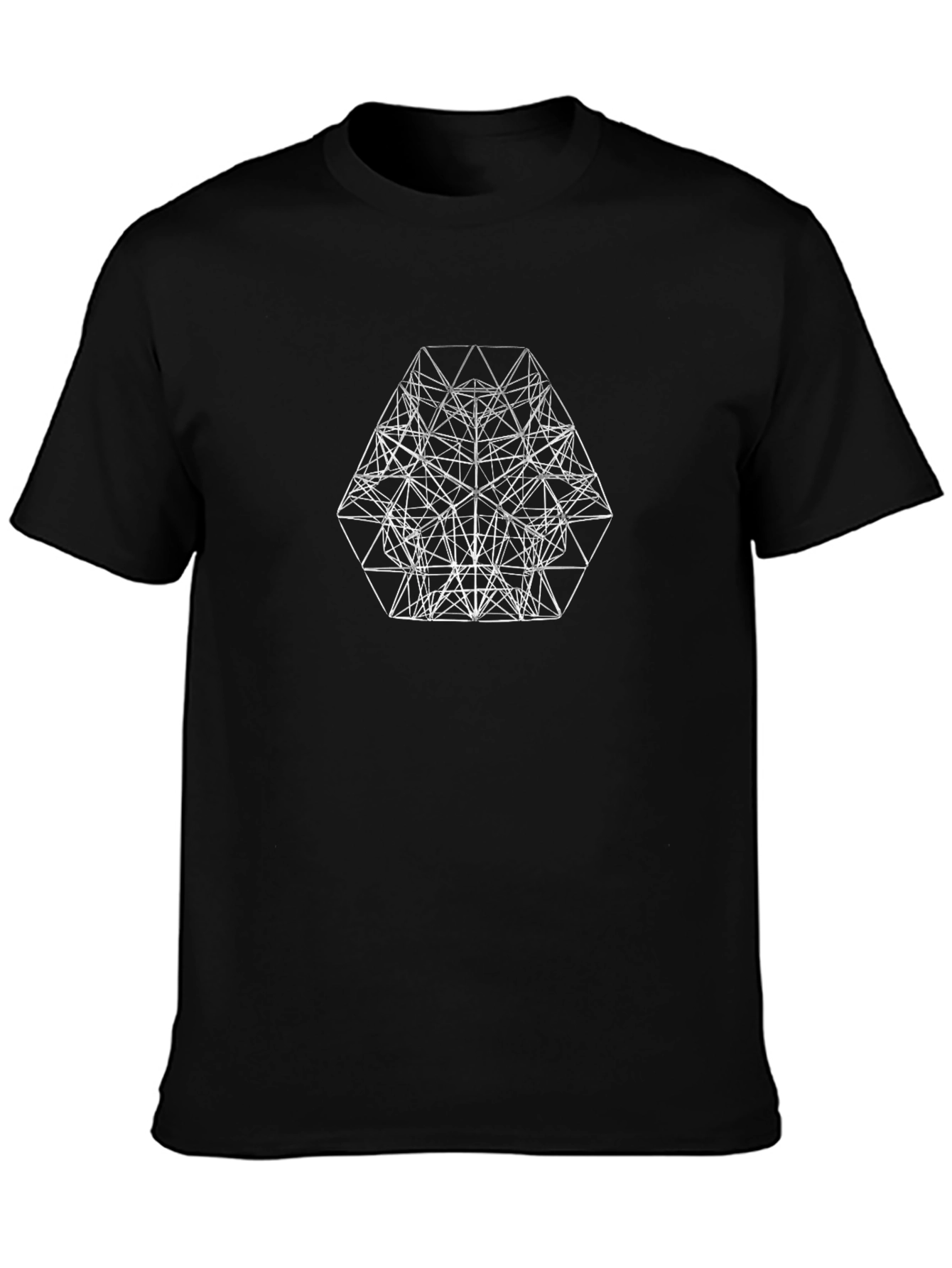 Geometric Line Art Black T-Shirt
