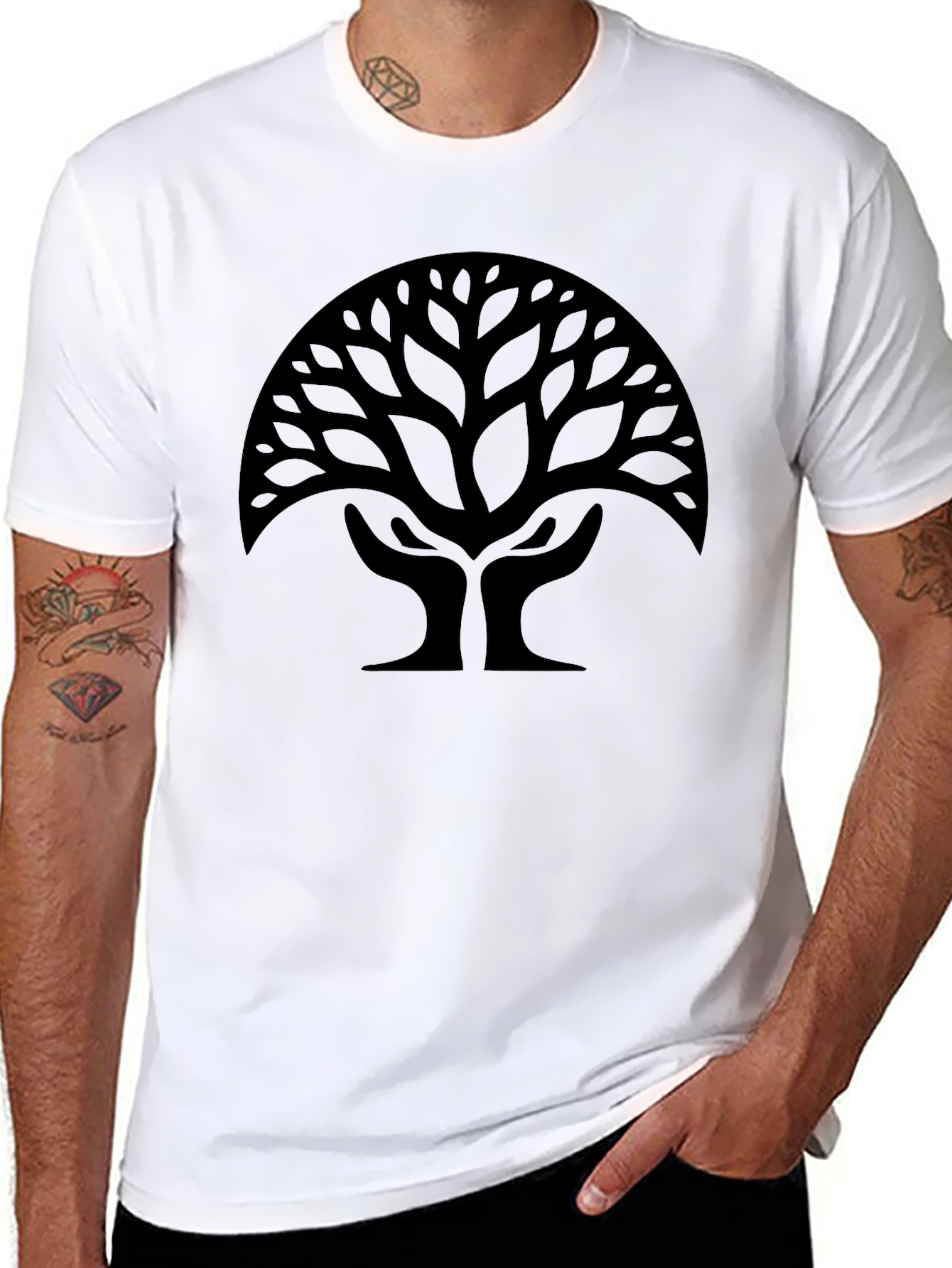 Tree of Life Hands Graphic Tee - Black