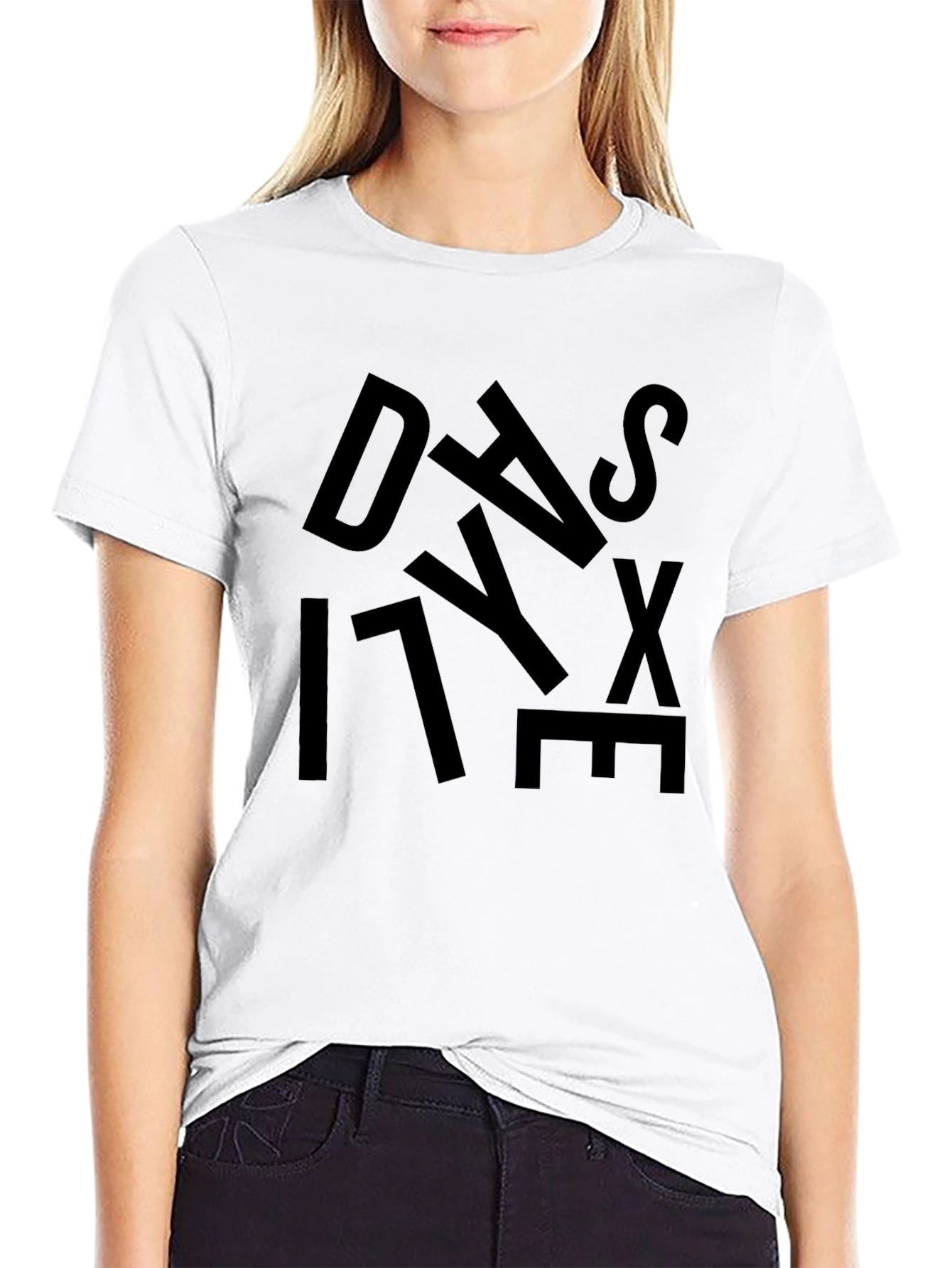 Abstract Letter Graphic Black T-Shirt