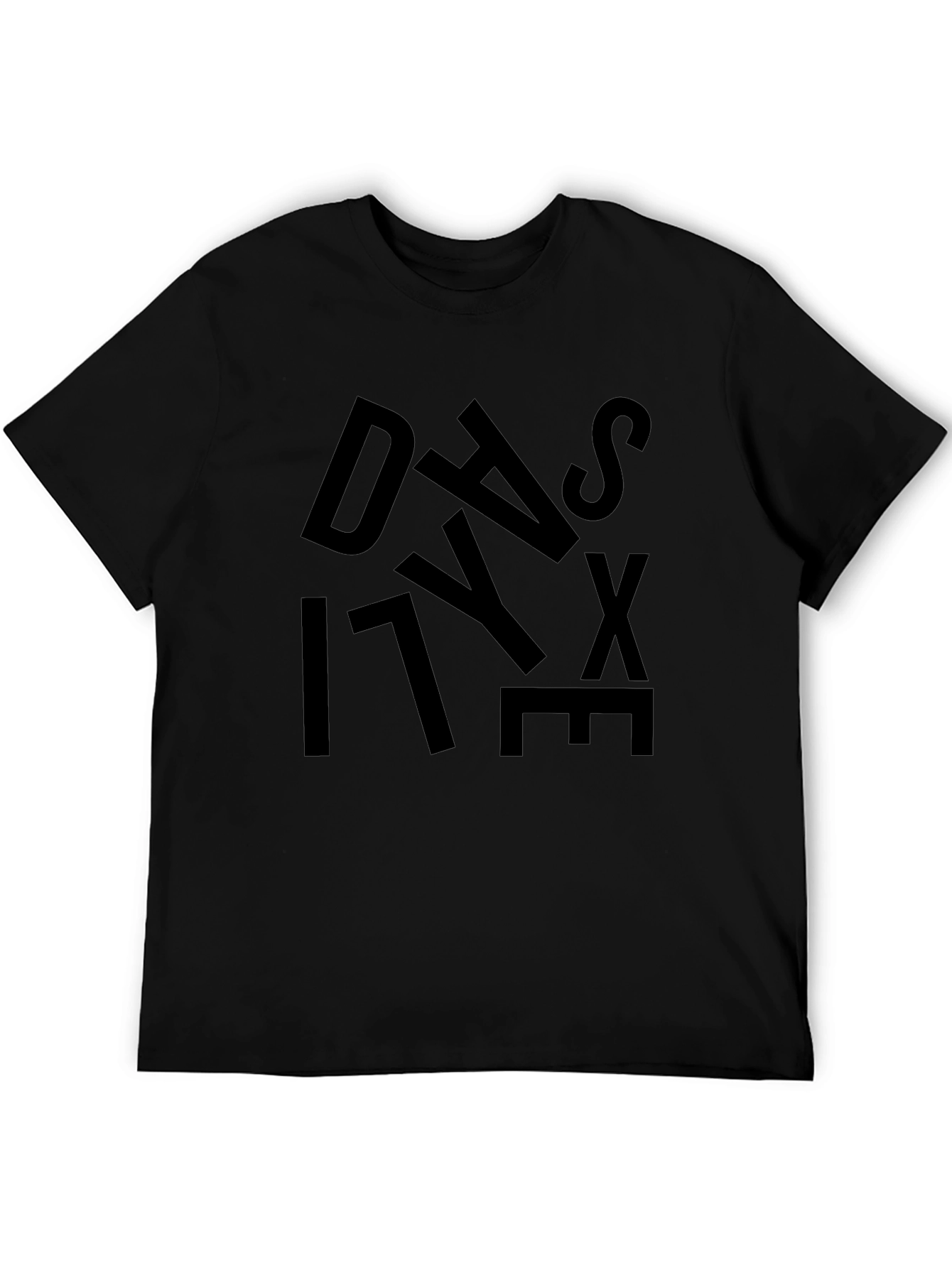 Abstract Letter Graphic Black T-Shirt