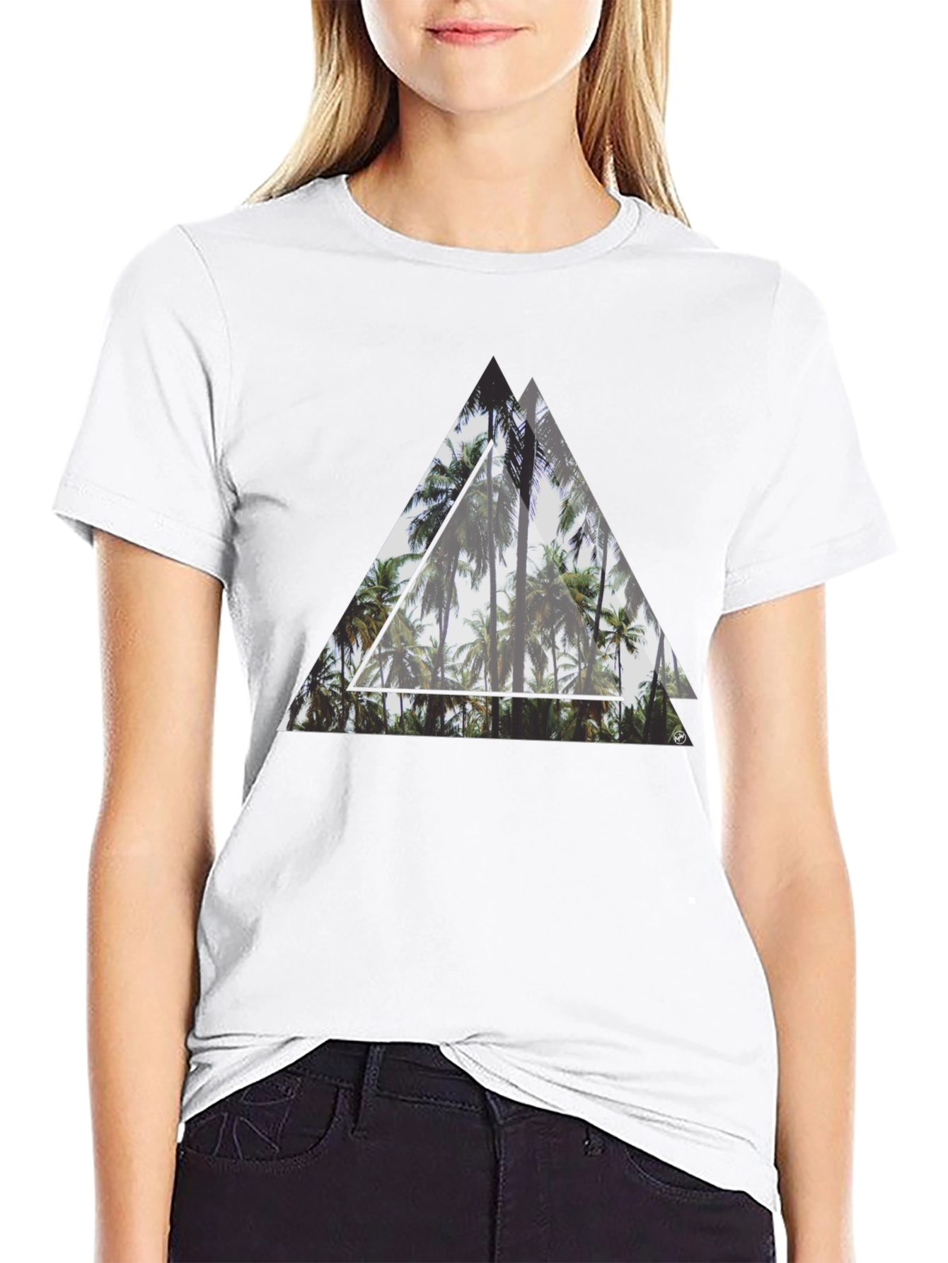 Tropical Palms Triangle Graphic T-Shirt