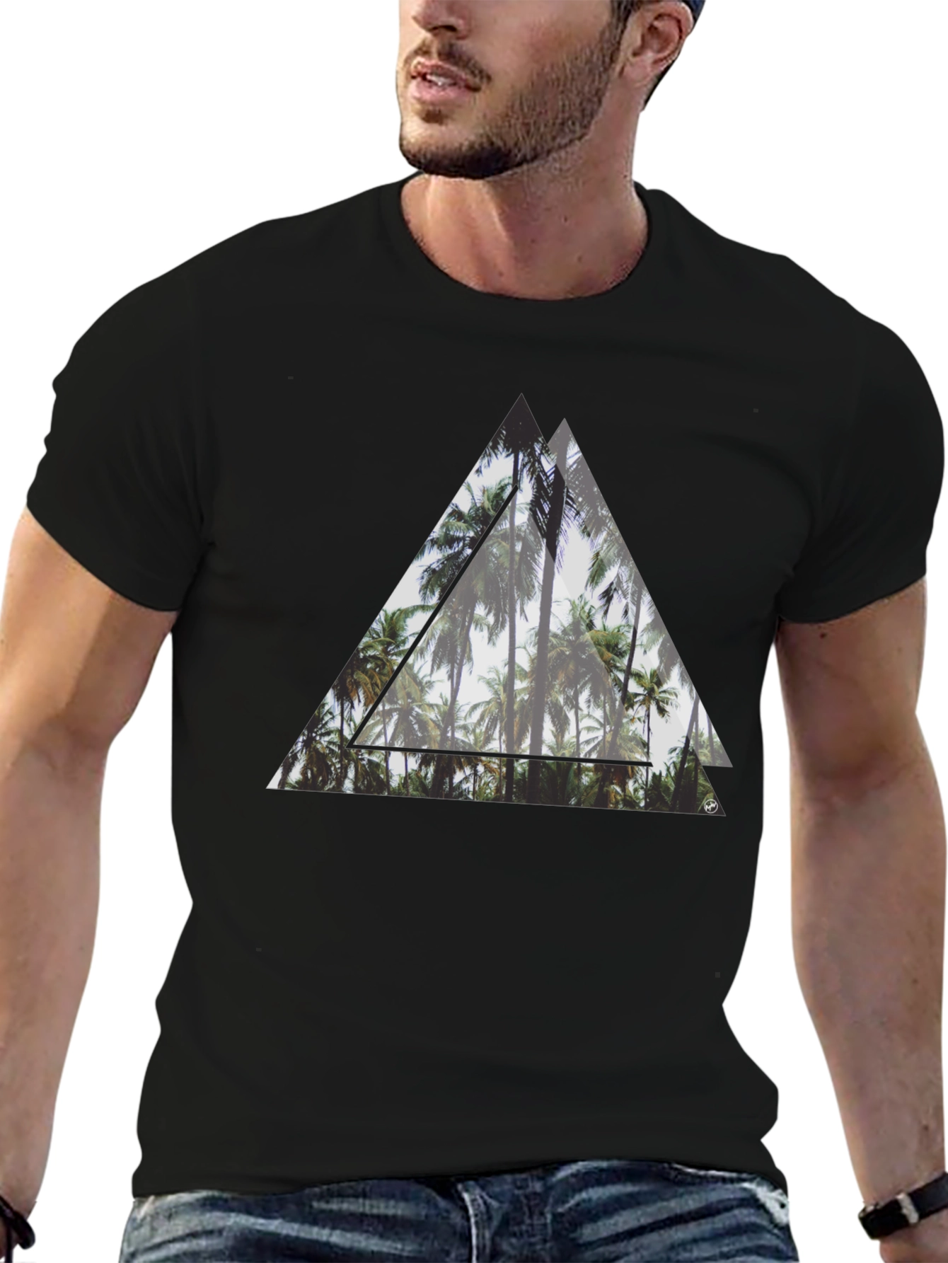 Tropical Palms Triangle Graphic T-Shirt