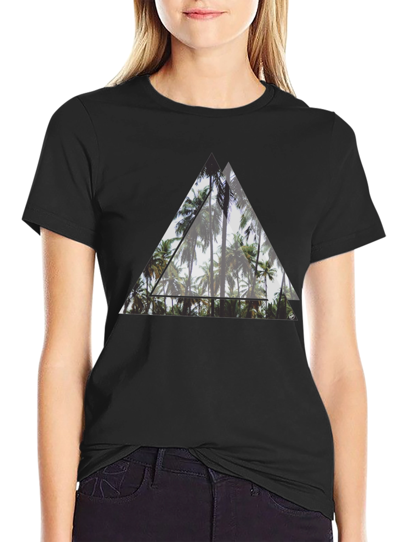 Tropical Palms Triangle Graphic T-Shirt
