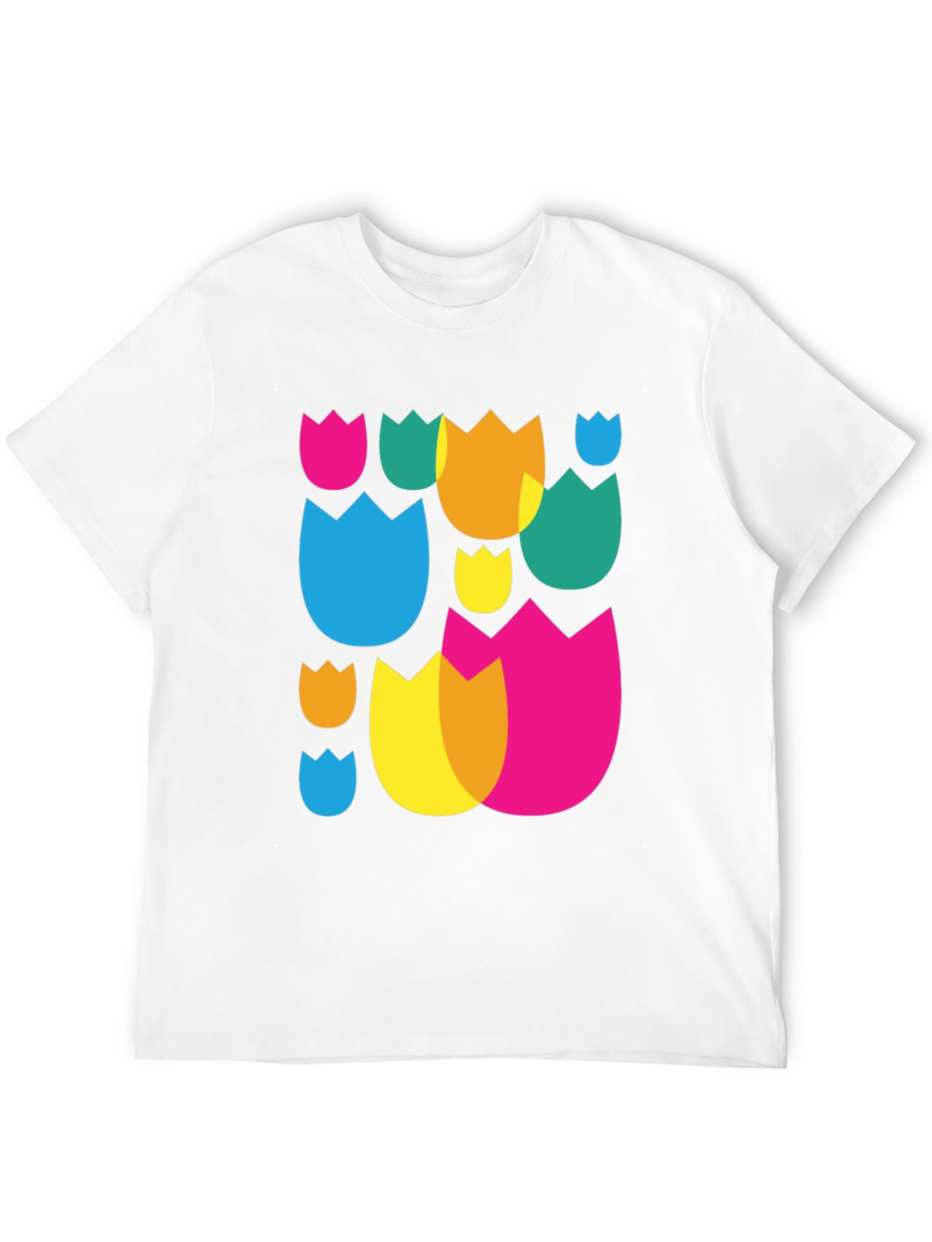 Abstract Floral Pattern Black Crew Neck T-Shirt