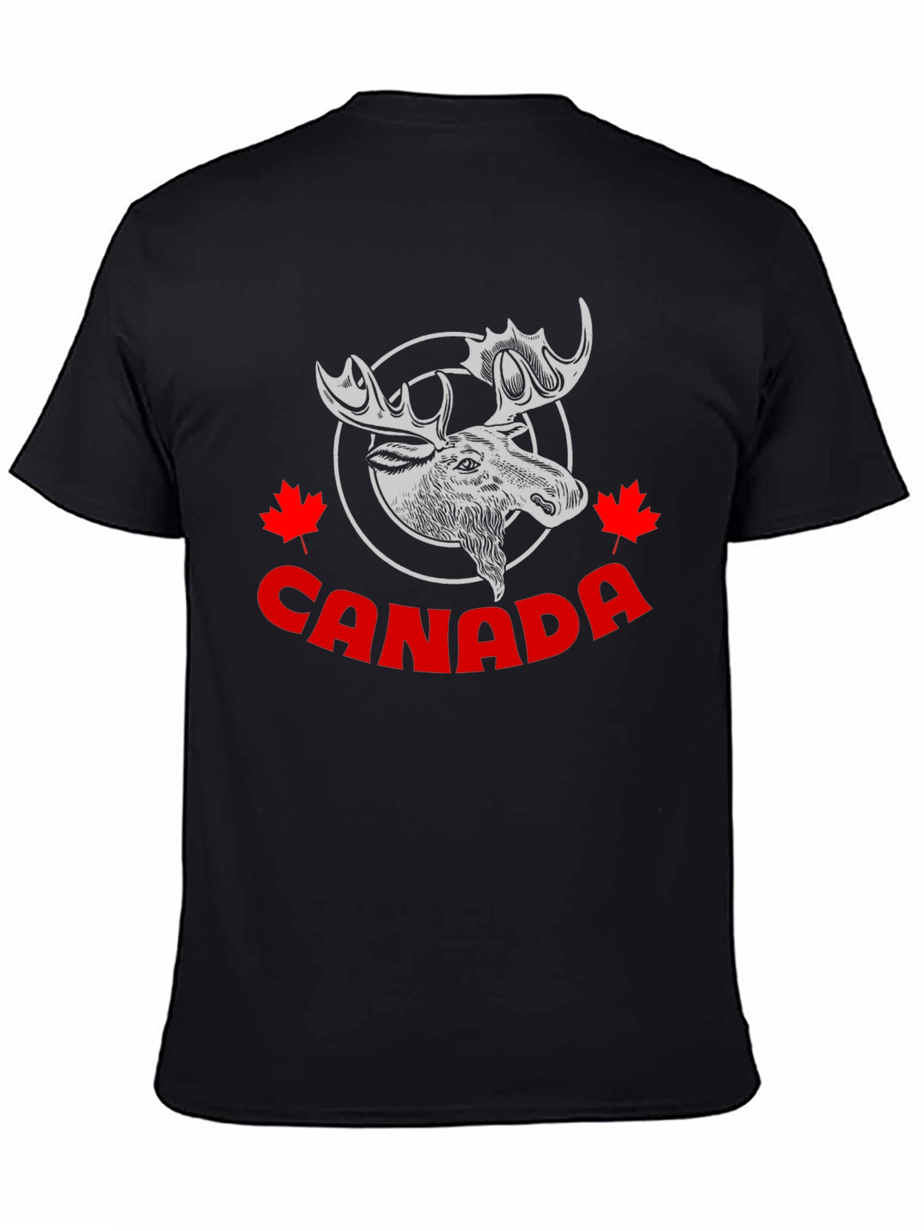 Canada Moose Graphic Tee - Black Cotton T-Shirt