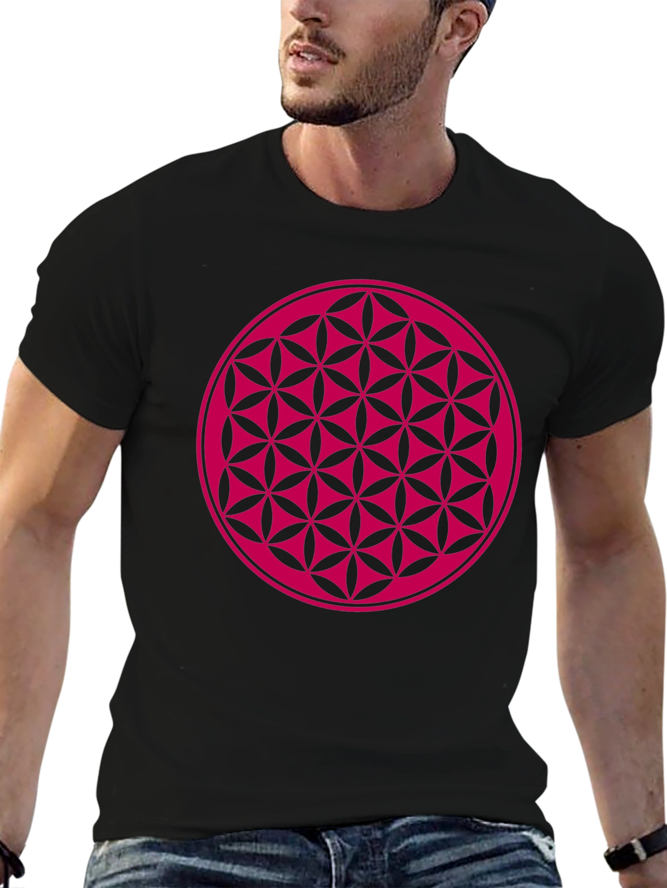 Flower of Life Sacred Geometry Black T-Shirt