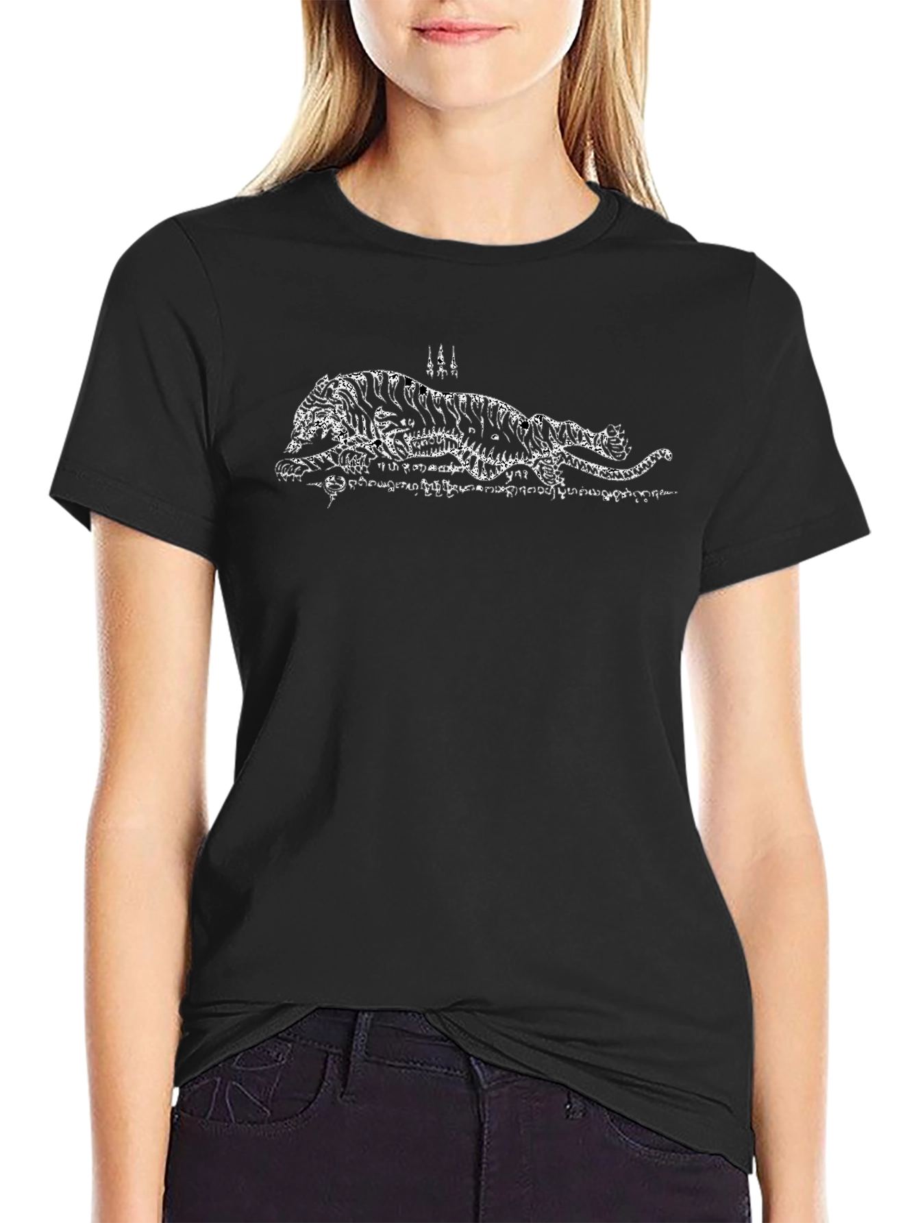 Black Tee with Tiger Design