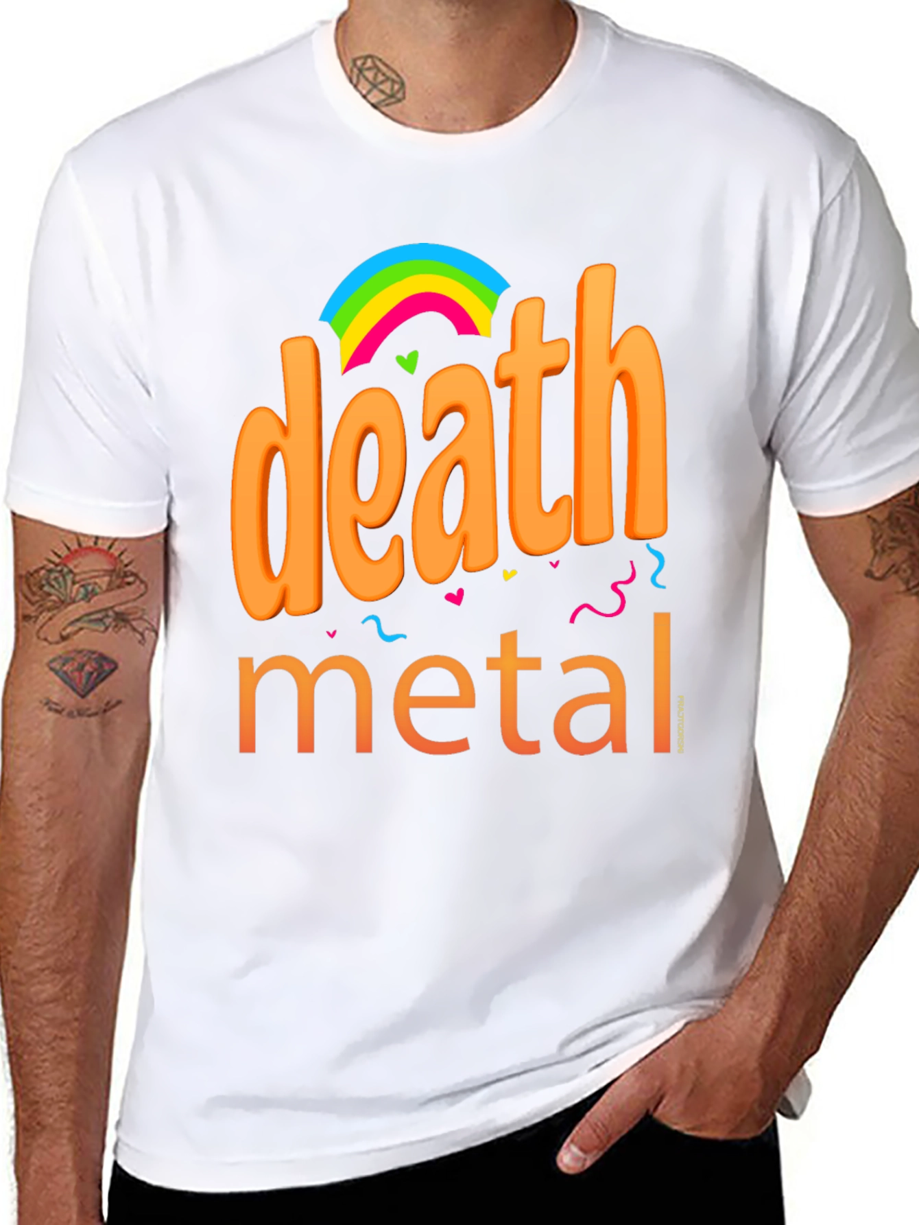 Death Metal Rainbow Graphic Tee - Bold & Edgy