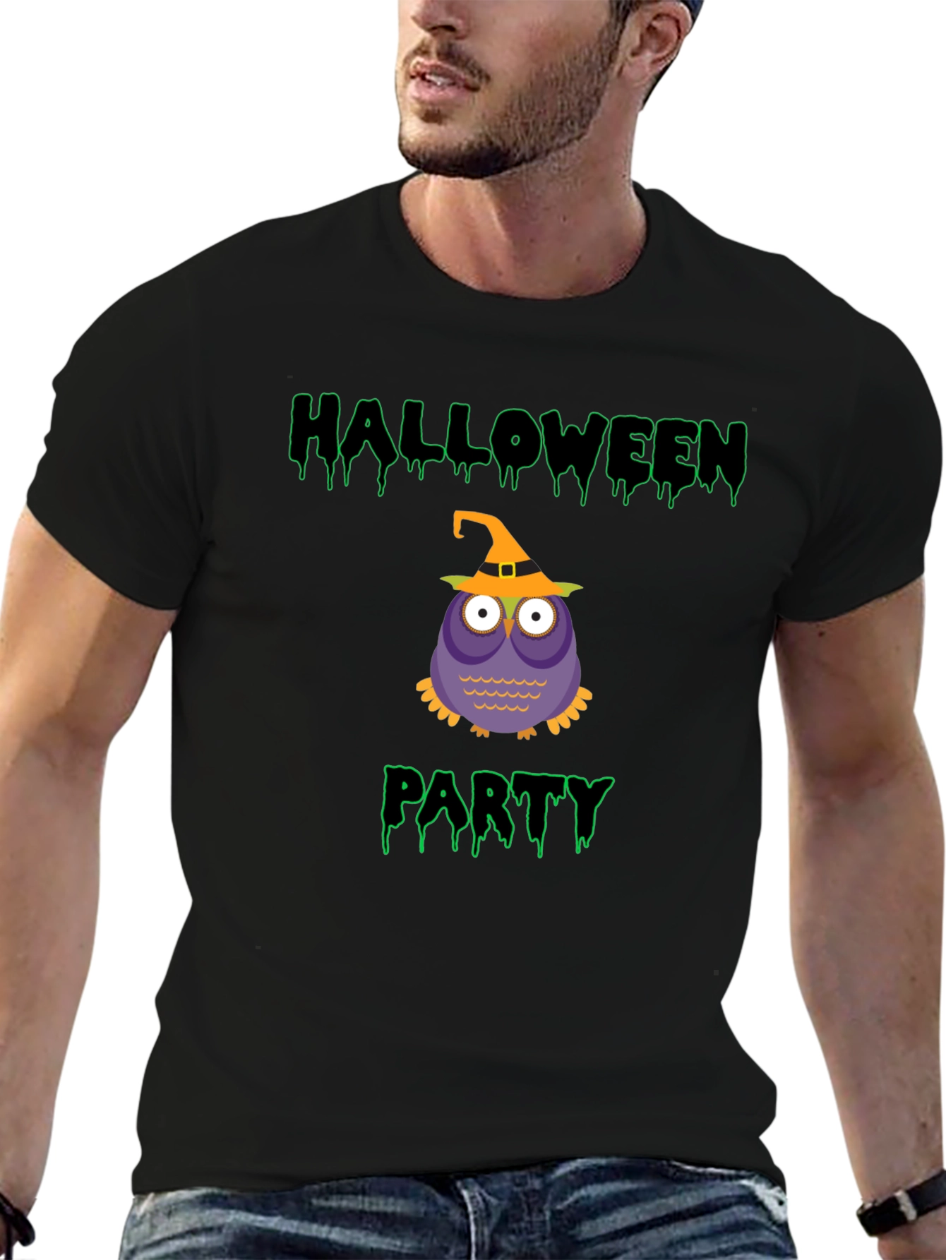Halloween Owl Party Black T-Shirt