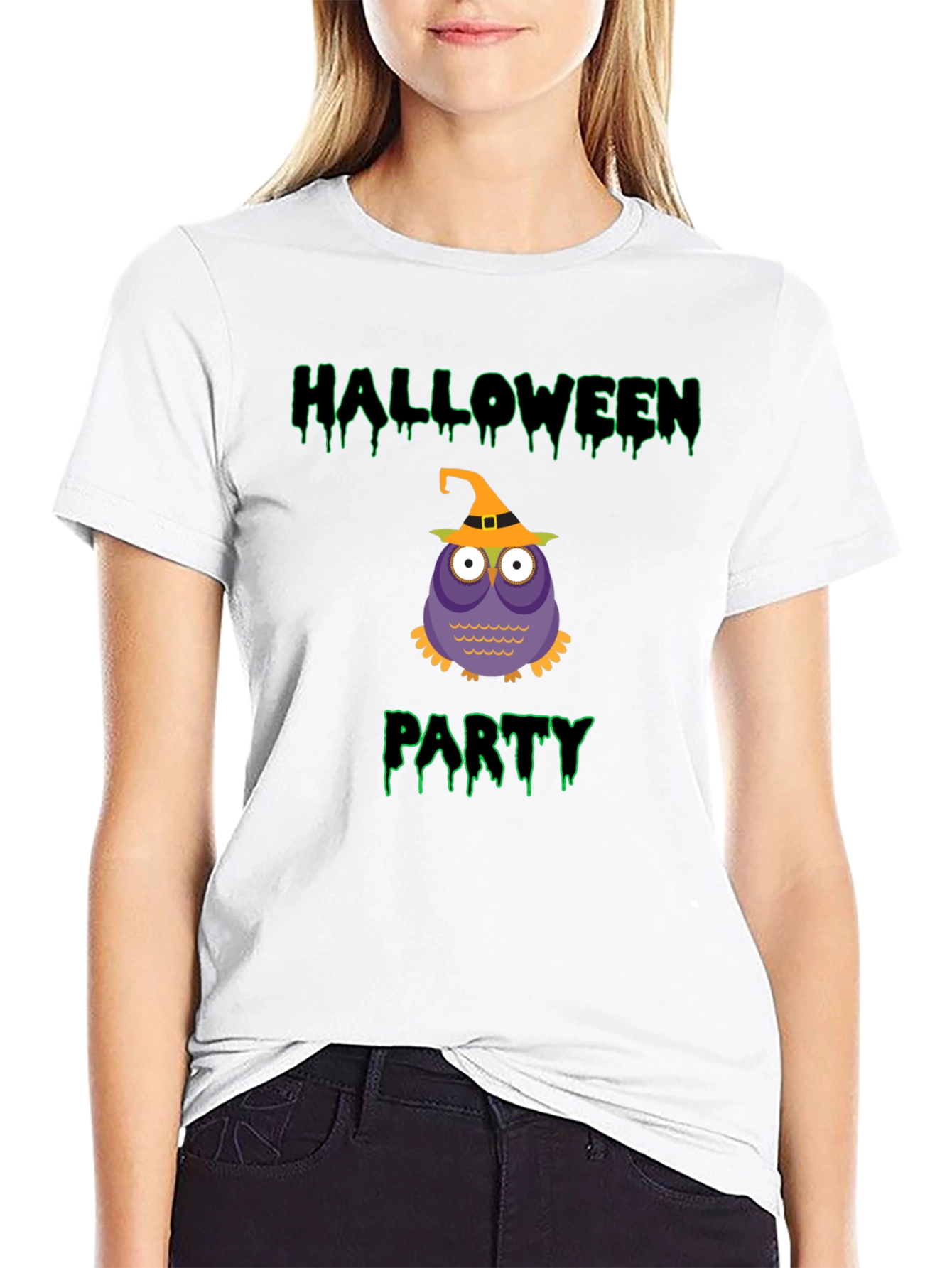 Halloween Owl Party Black T-Shirt