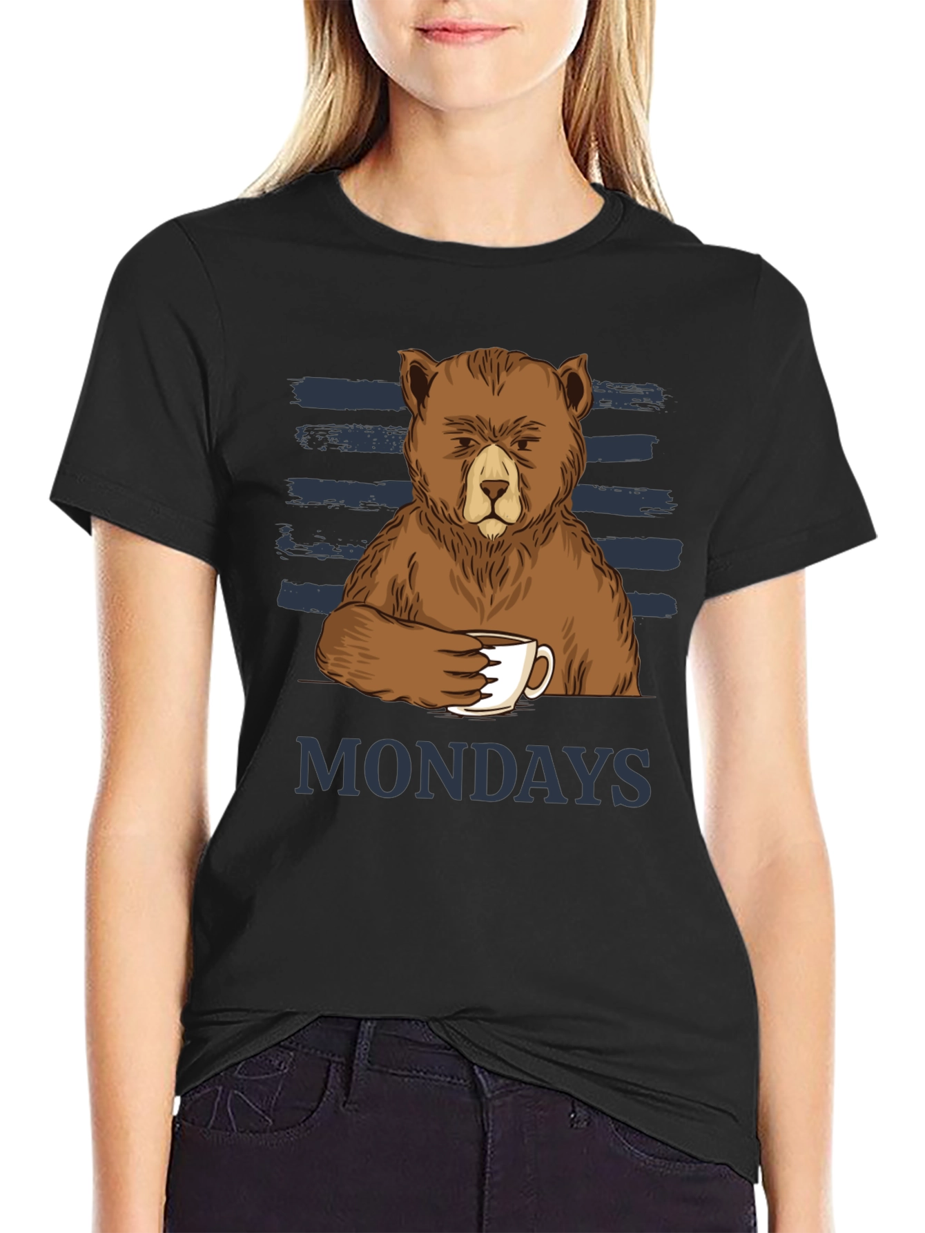 Mondays Bear T-Shirt Coffee Lover Tee Funny Graphic Shirt