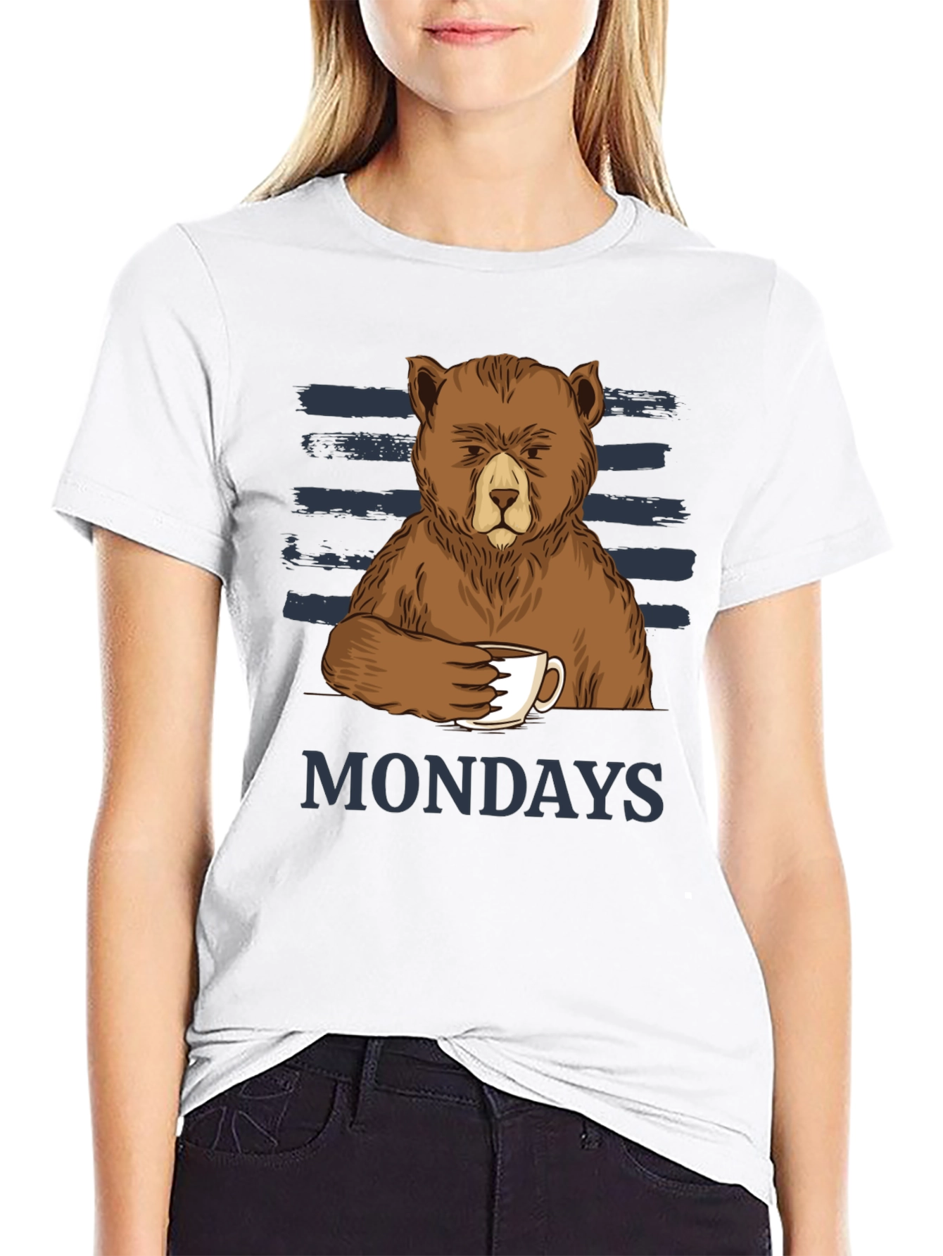 Mondays Bear T-Shirt Coffee Lover Tee Funny Graphic Shirt