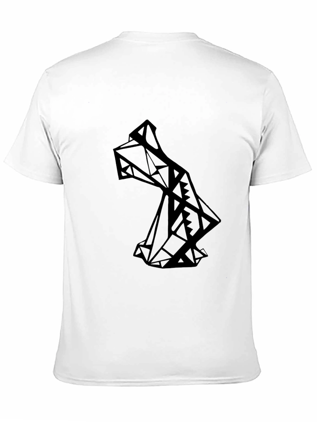 Geometric Wolf Graphic Tee - Modern Mens Black T-Shirt