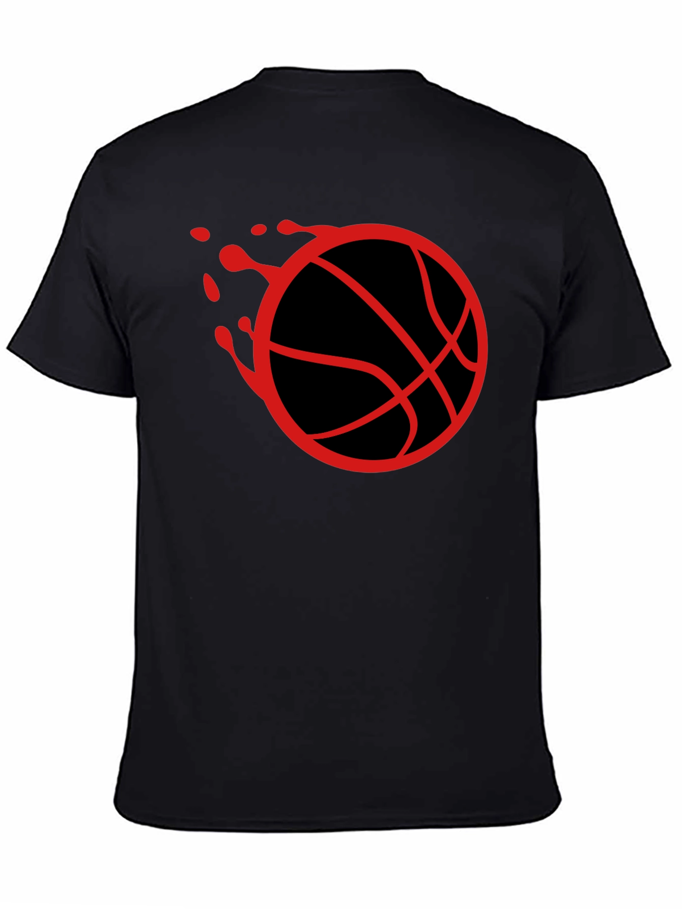 Basketball Graphic Tee - Red Ball on Black Cotton