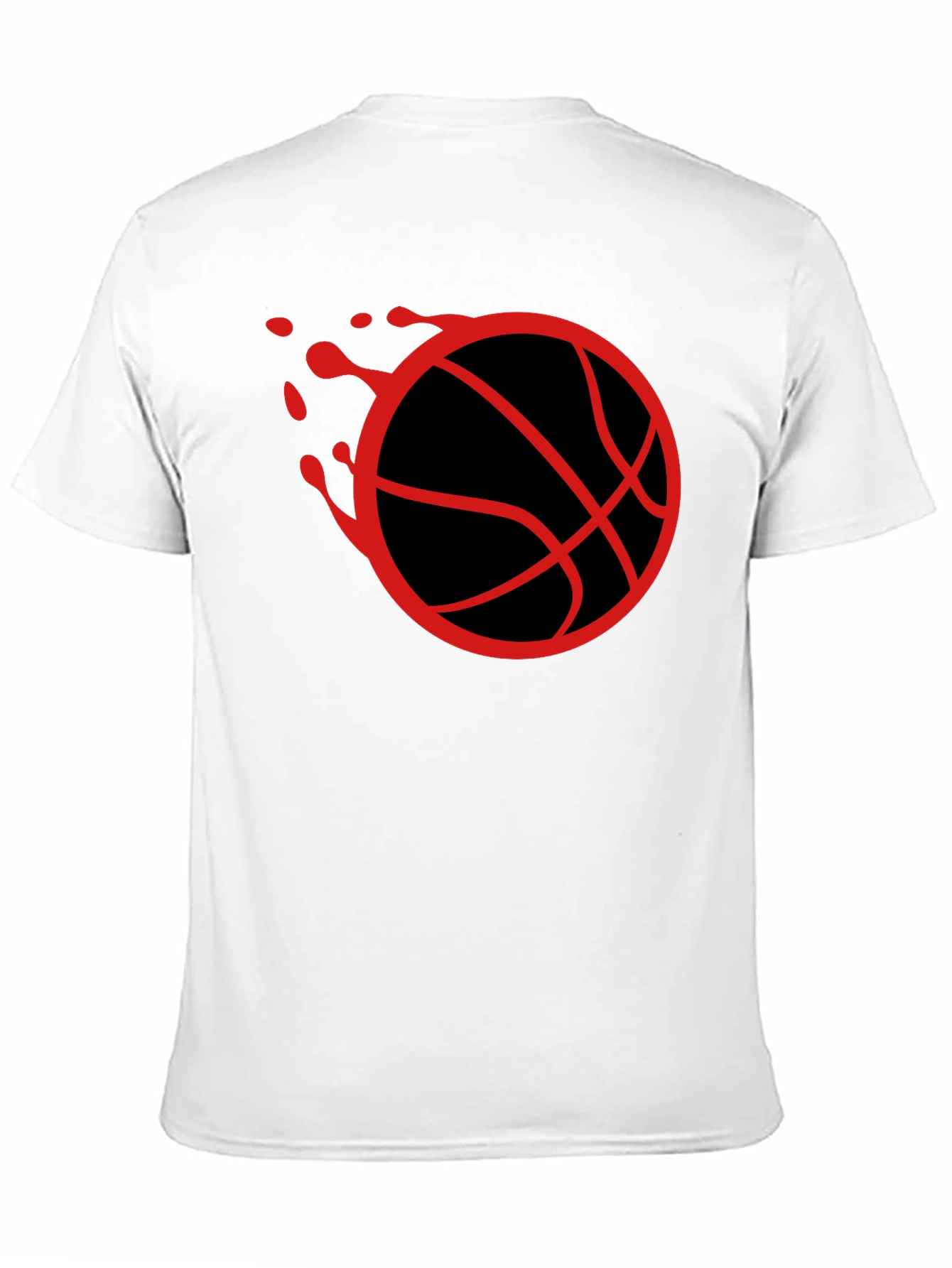 Basketball Graphic Tee - Red Ball on Black Cotton