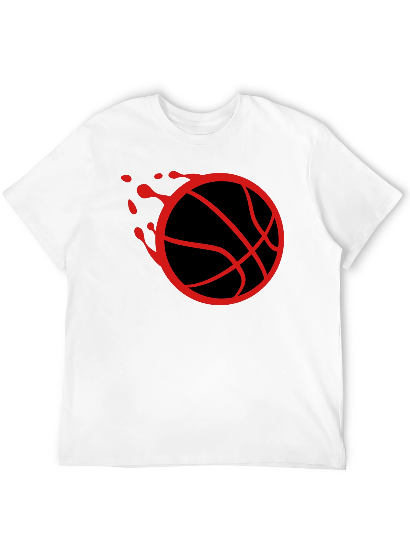 Basketball Graphic Tee - Red Ball on Black Cotton