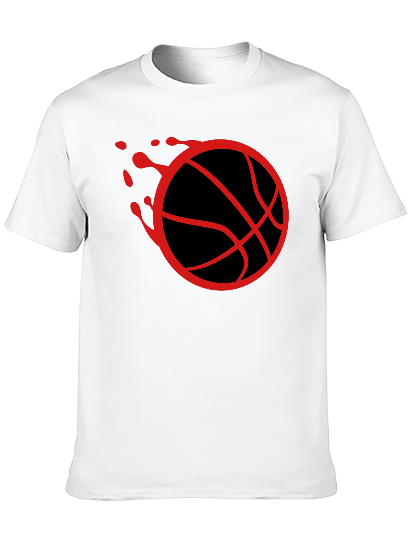Basketball Graphic Tee - Red Ball on Black Cotton