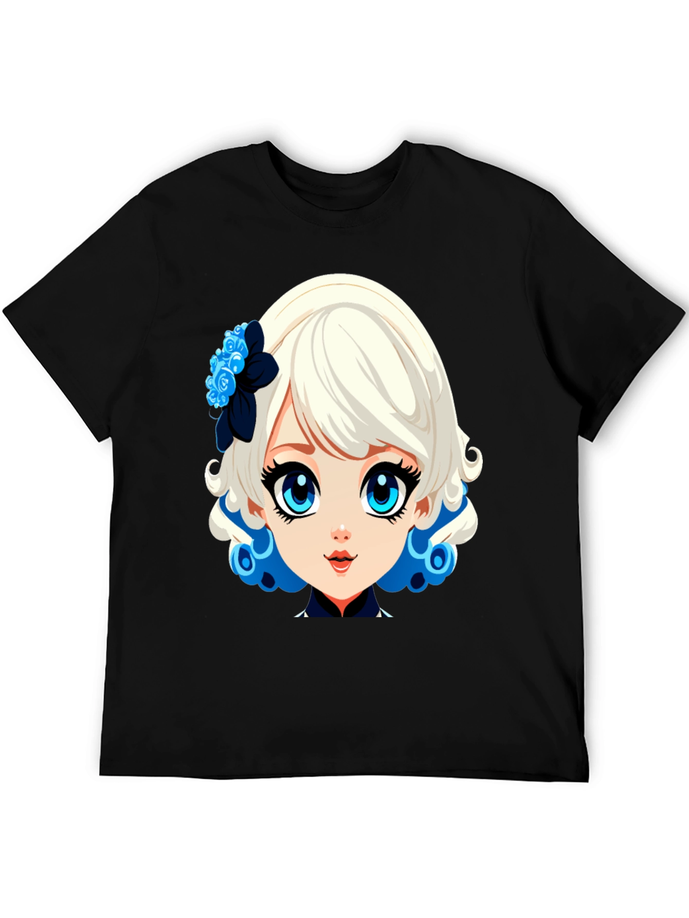 Anime Girl Graphic Tee - Stylish Black Cotton Shirt