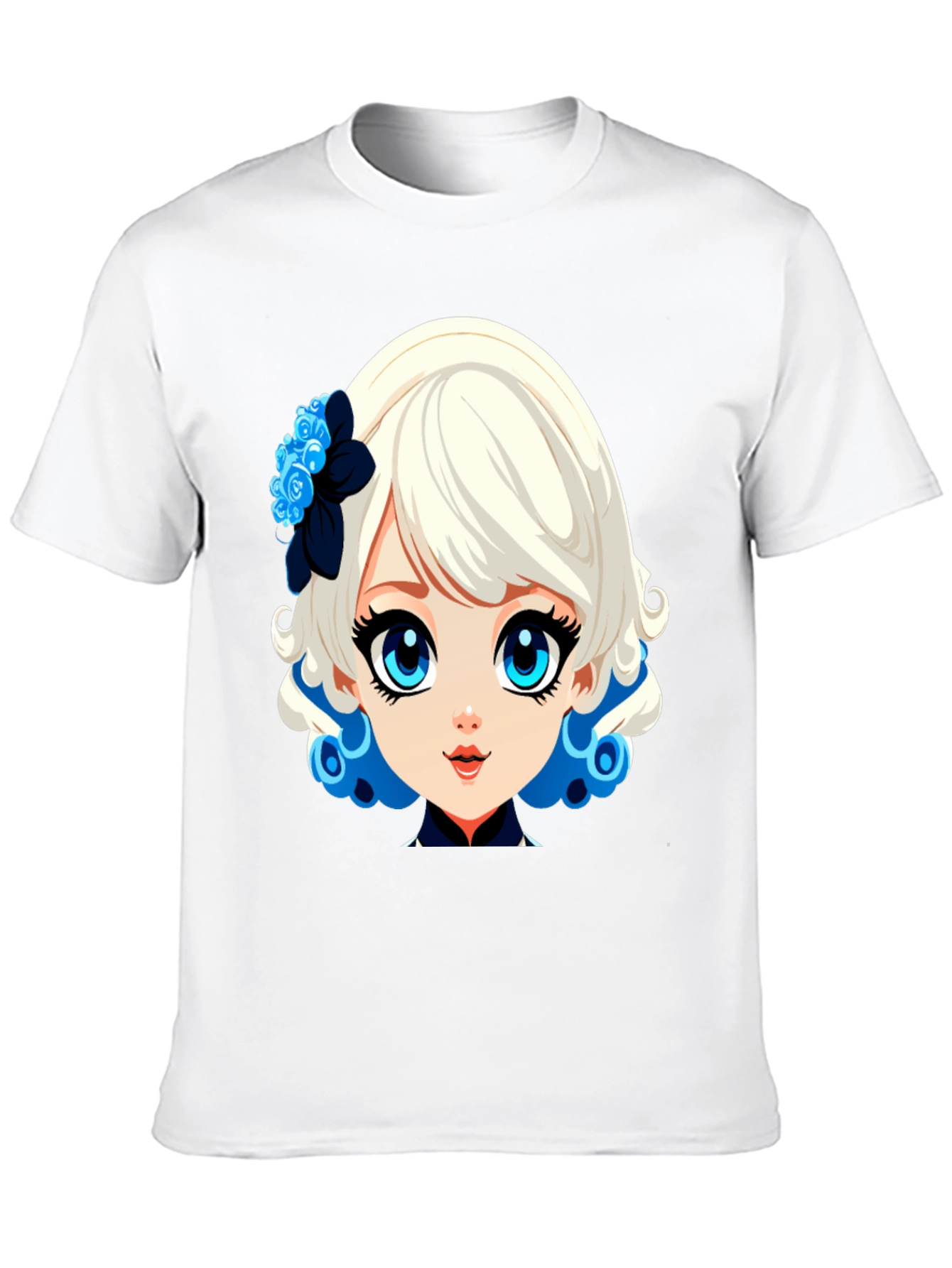 Anime Girl Graphic Tee - Stylish Black Cotton Shirt