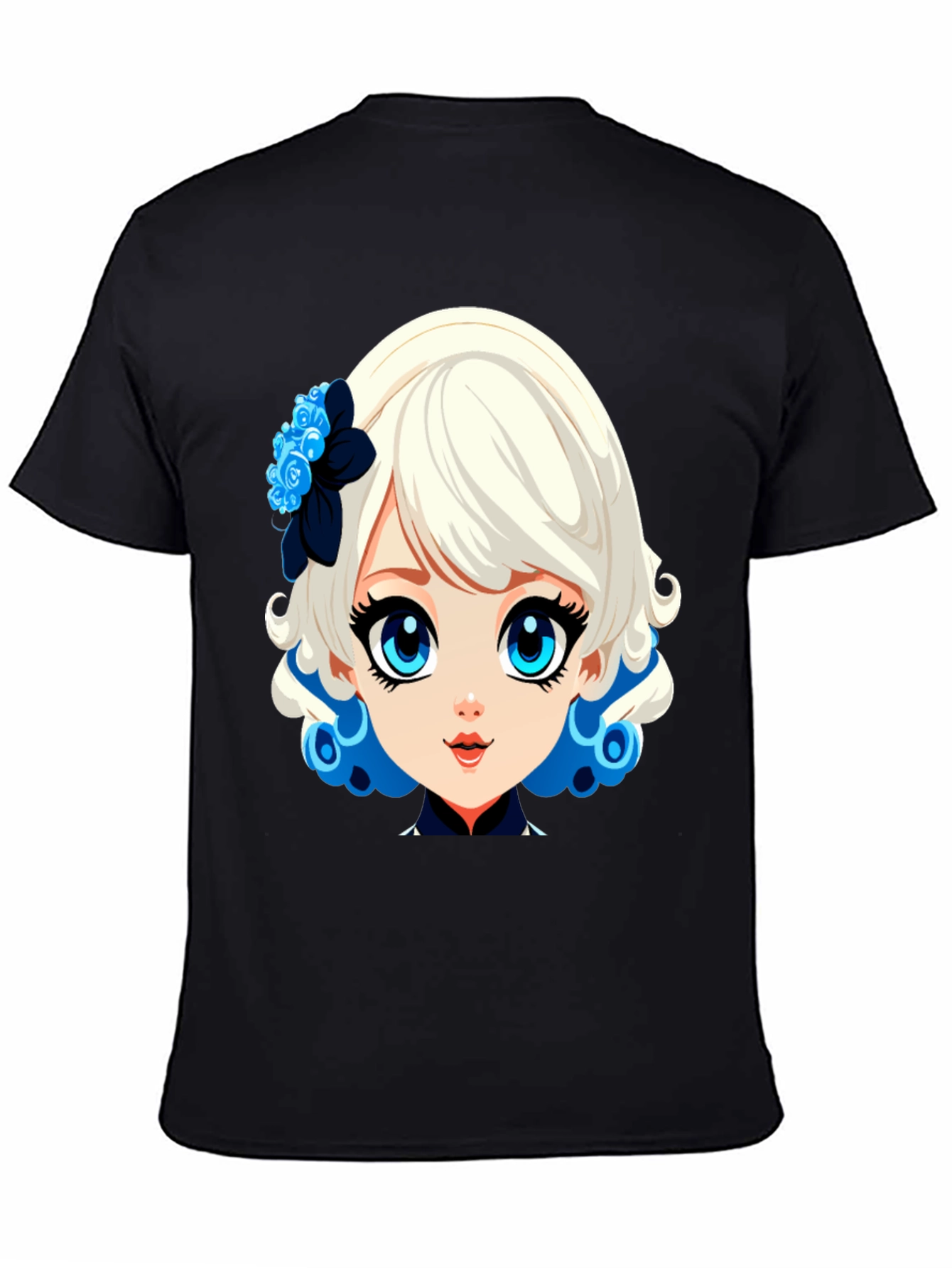 Anime Girl Graphic Tee - Stylish Black Cotton Shirt