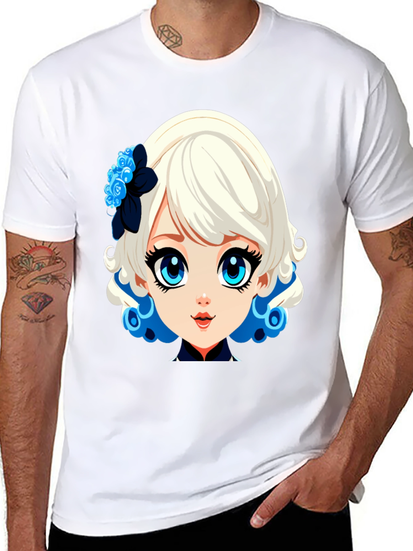 Anime Girl Graphic Tee - Stylish Black Cotton Shirt