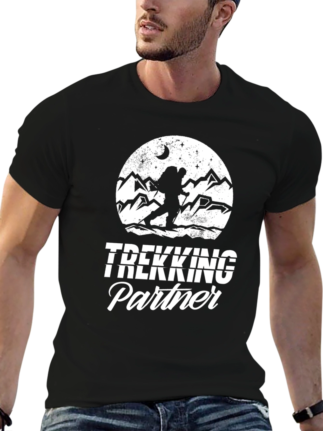 Trekking Partner Black Graphic T-Shirt