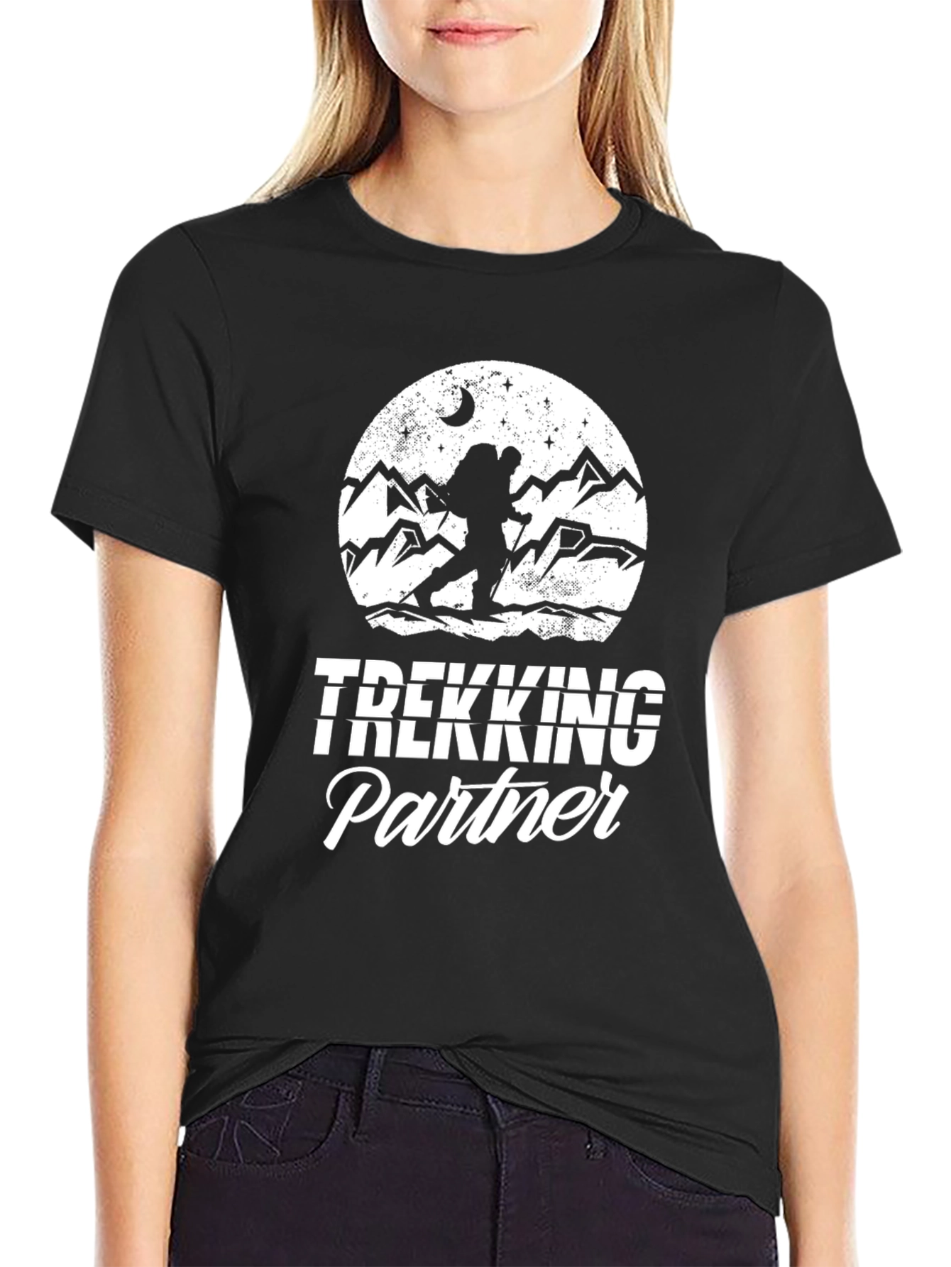 Trekking Partner Black Graphic T-Shirt