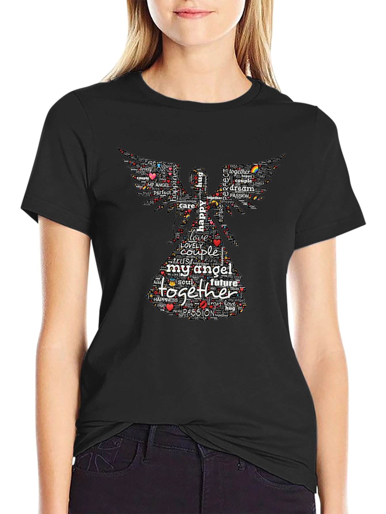 Angel Love Word Art Graphic T-Shirt