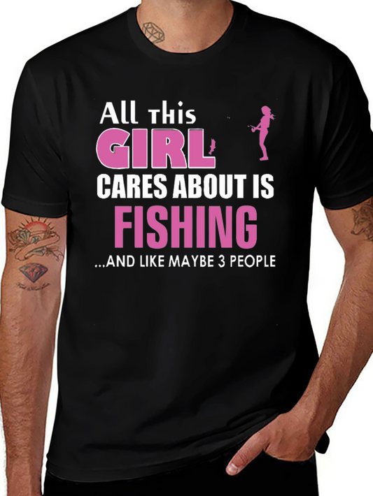 Fishing Girl T-Shirt - Black