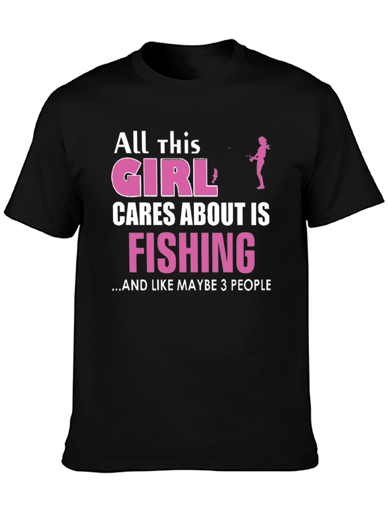 Fishing Girl T-Shirt - Black