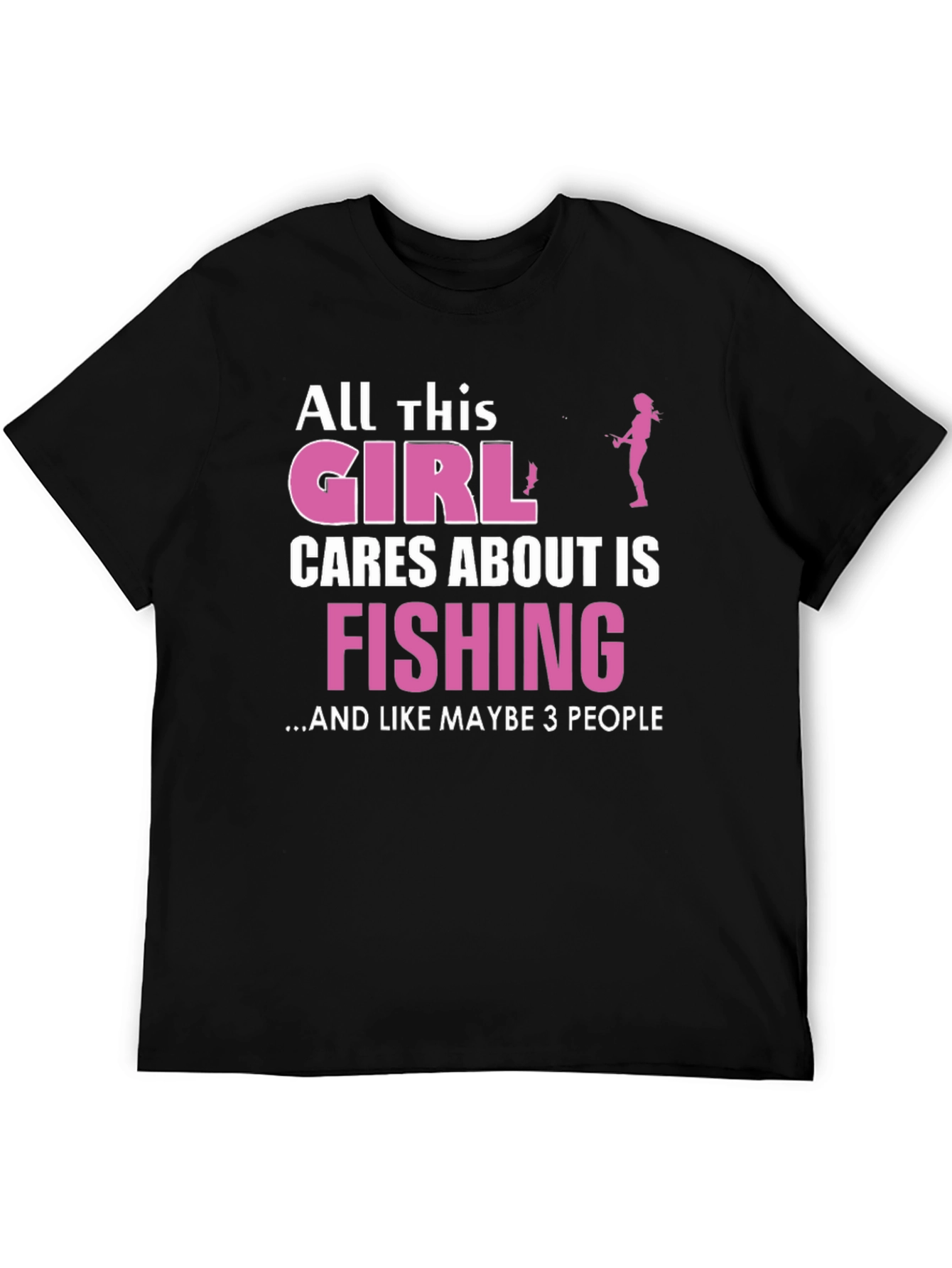 Fishing Girl T-Shirt - Black