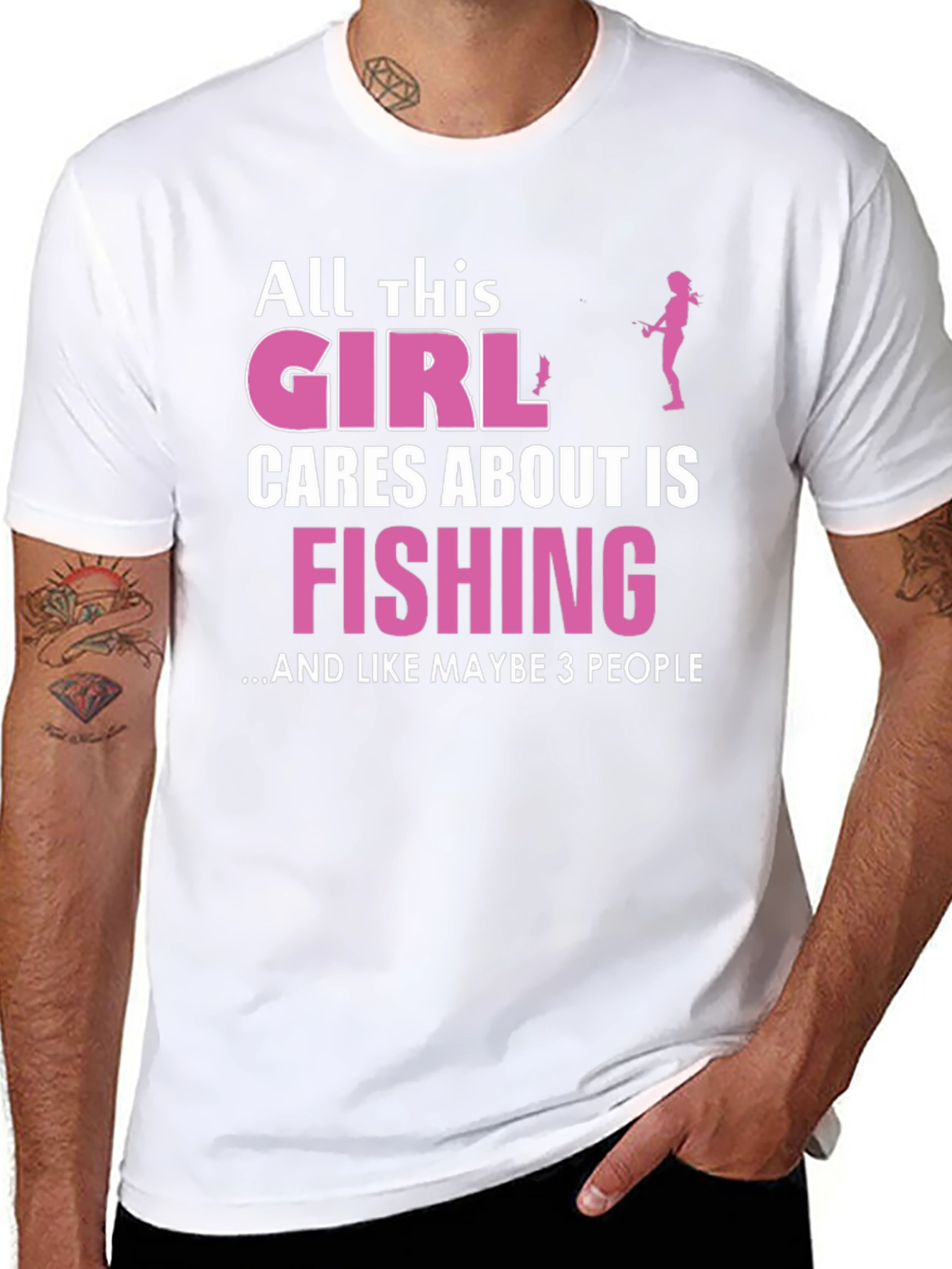 Fishing Girl T-Shirt - Black