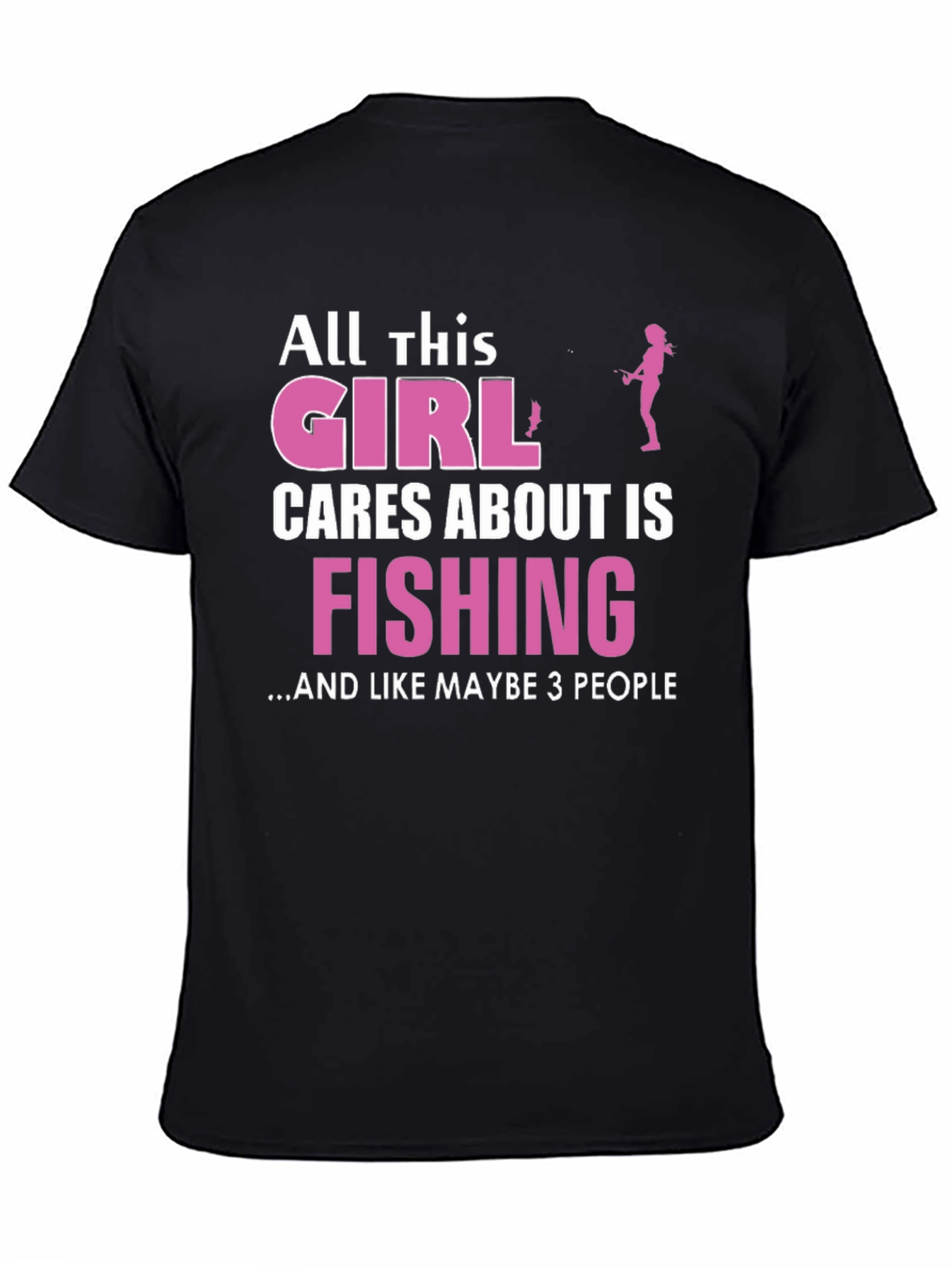 Fishing Girl T-Shirt - Black
