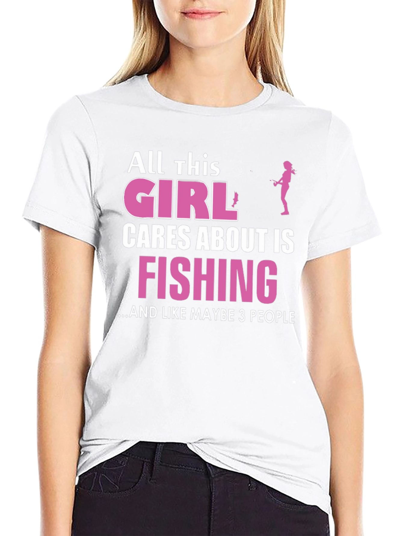 Fishing Girl T-Shirt - Black