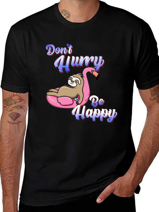 Dont Hurry Be Happy Sloth Flamingo T-Shirt