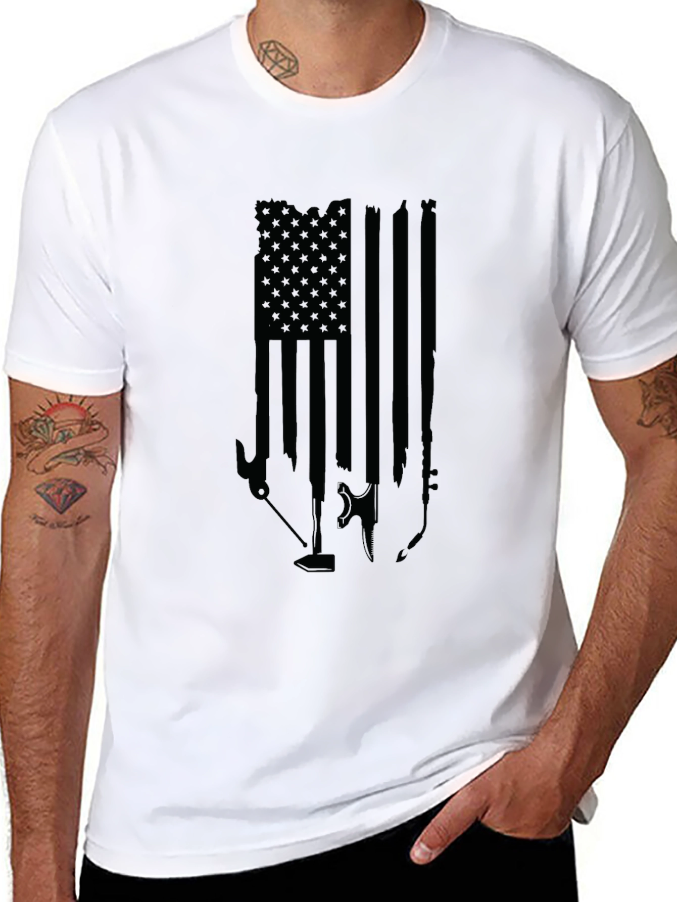 American Tools Flag Graphic T-Shirt - Black