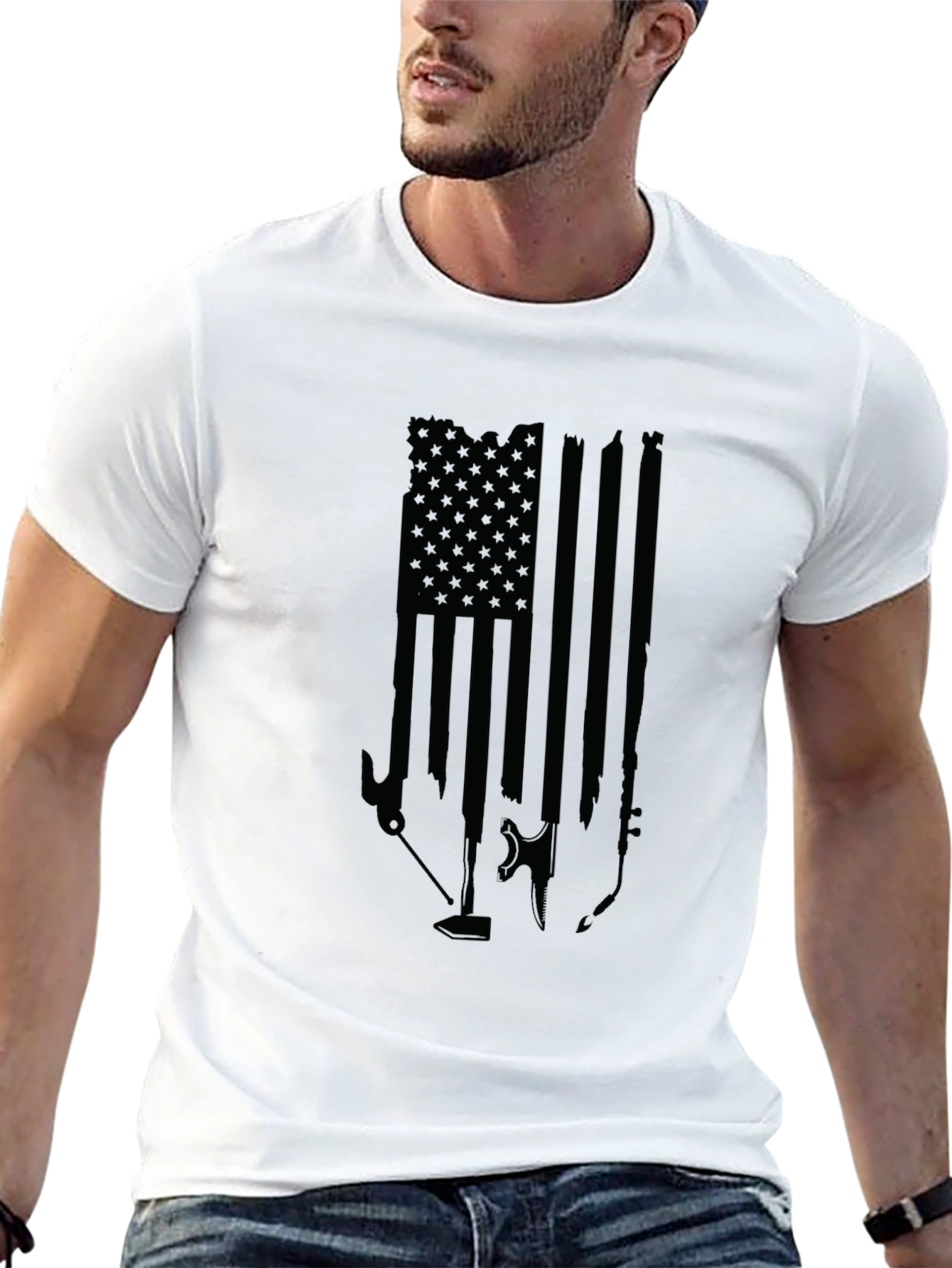 American Tools Flag Graphic T-Shirt - Black
