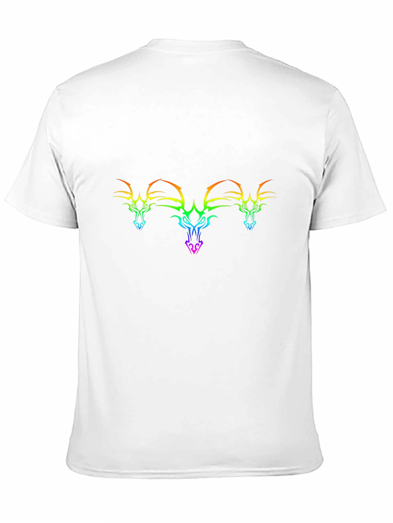Rainbow Dragon Head Tee - Black Cotton Graphic T-Shirt