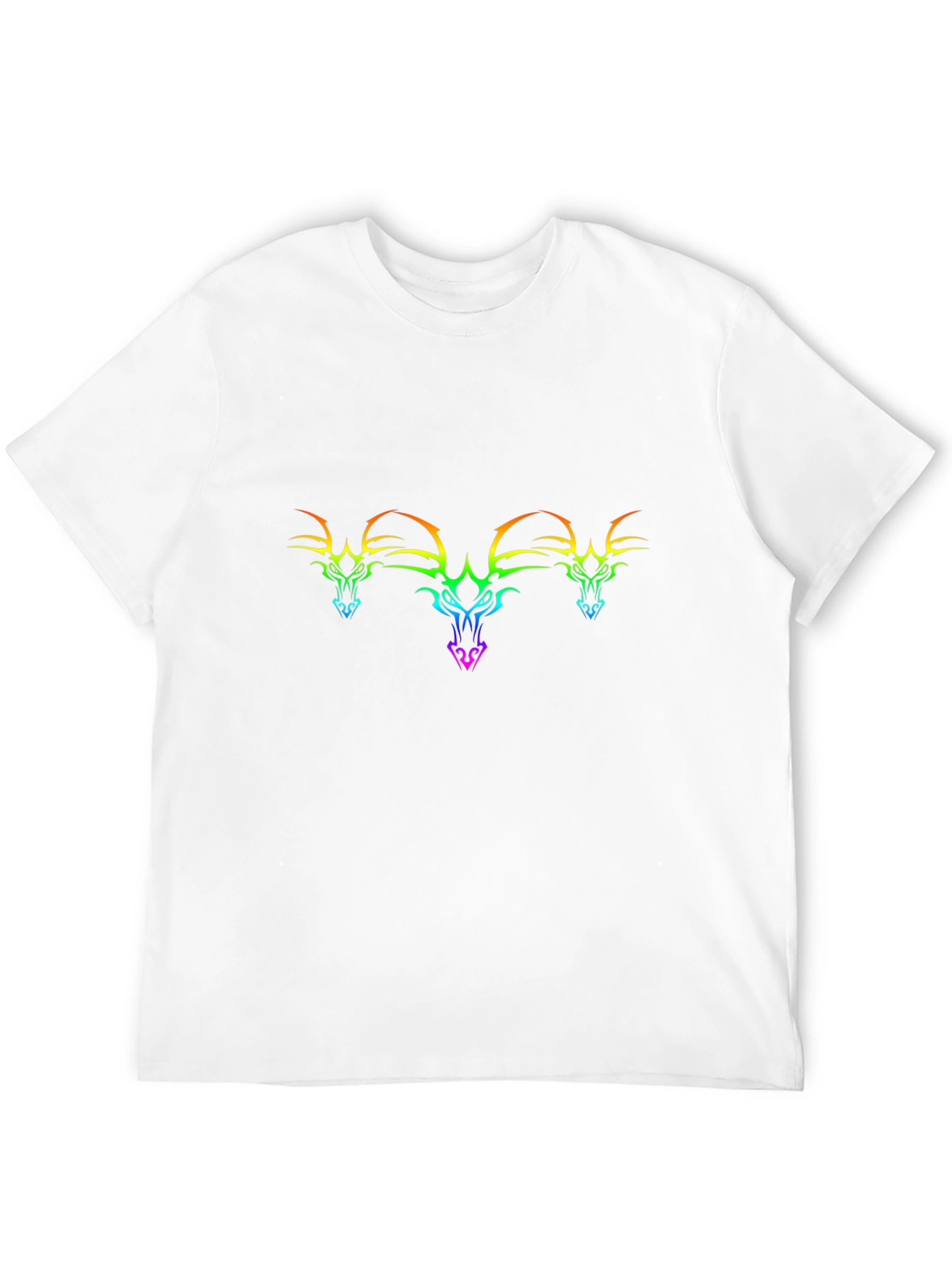 Rainbow Dragon Head Tee - Black Cotton Graphic T-Shirt