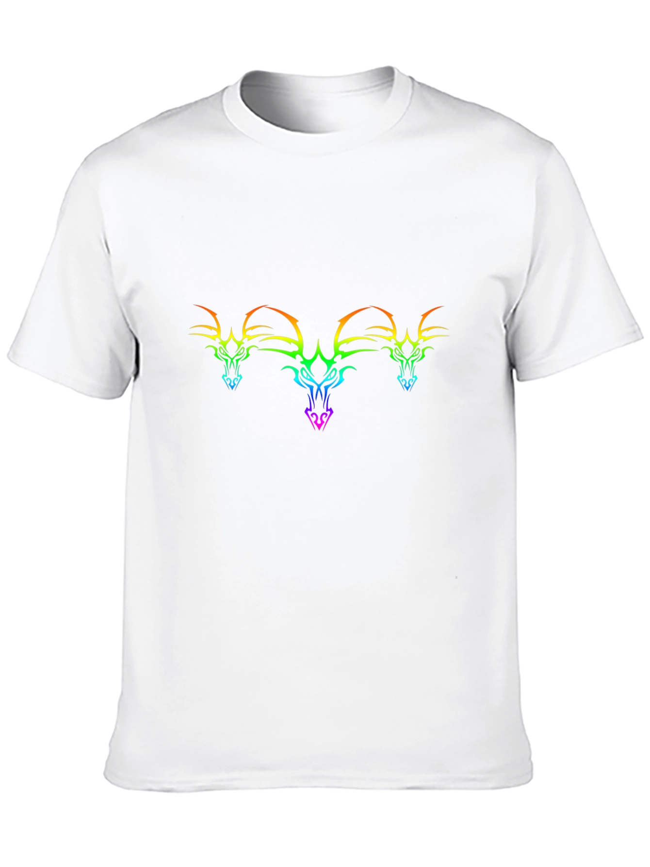 Rainbow Dragon Head Tee - Black Cotton Graphic T-Shirt