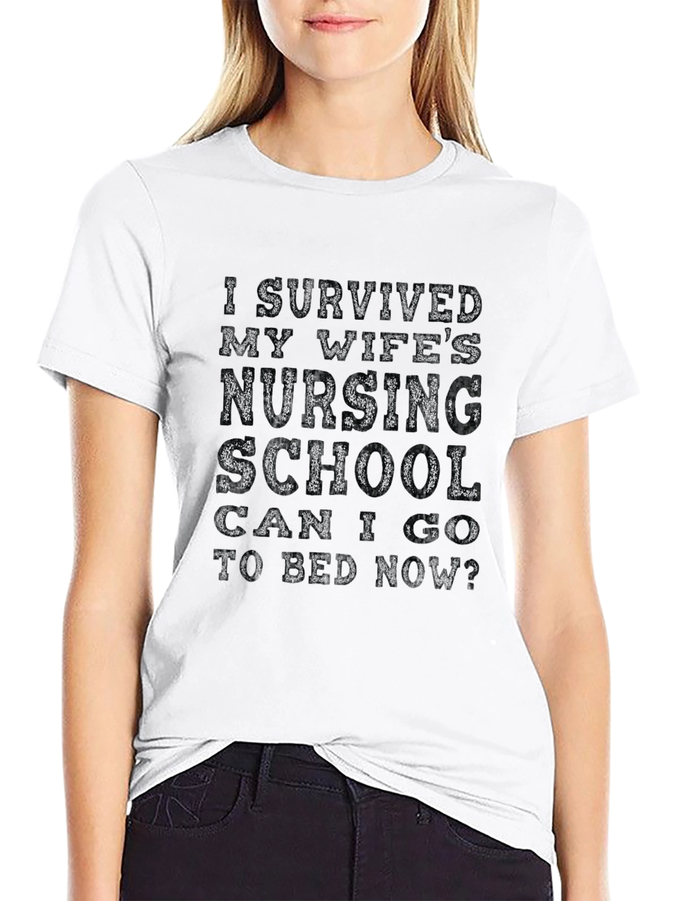 Husbands Nursing School Survivor Novelty T-Shirt