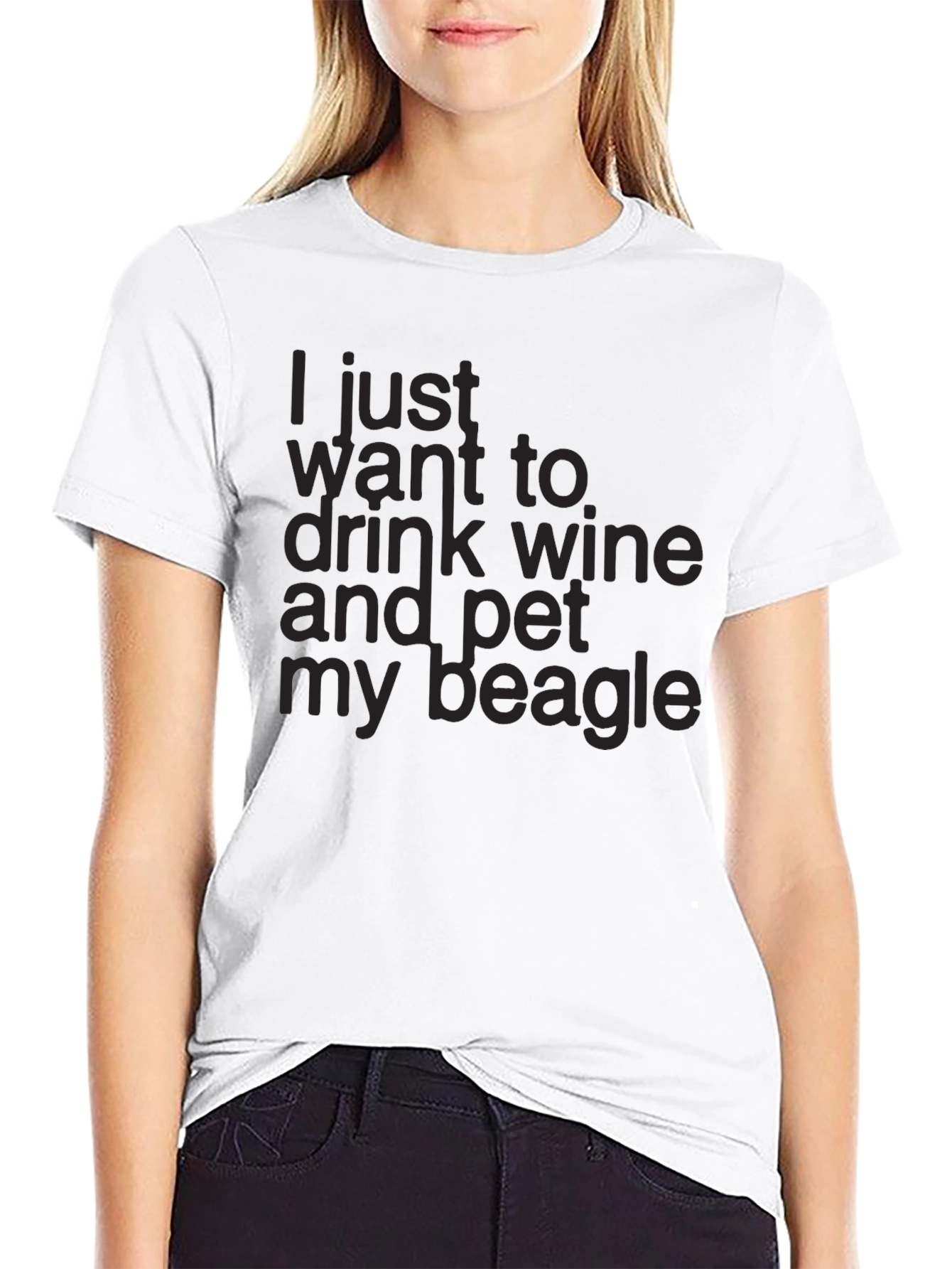 Wine & Beagle Black T-Shirt