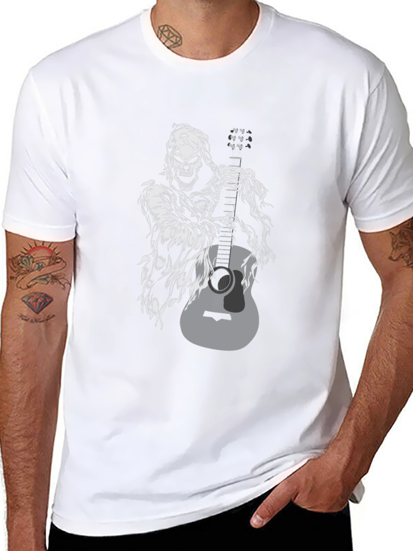 Grim Reaper Guitar Black Graphic Tee
