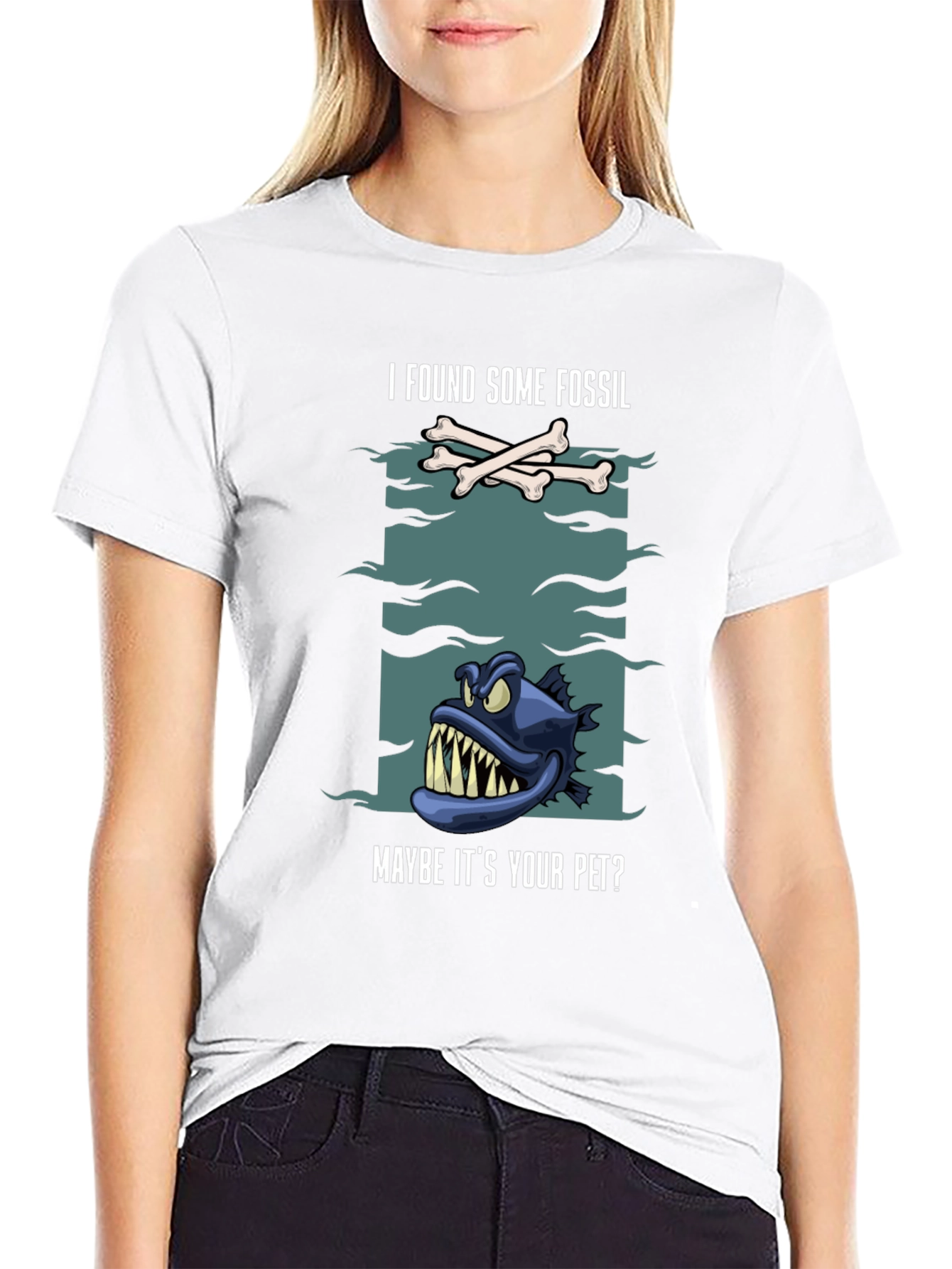 Funny Fossil Fish Graphic Tee - Unique Design!