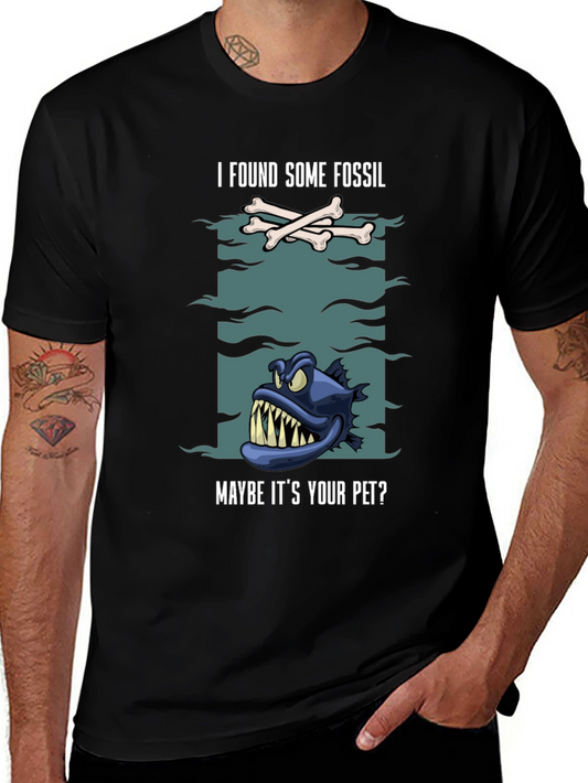 Funny Fossil Fish Graphic Tee - Unique Design!