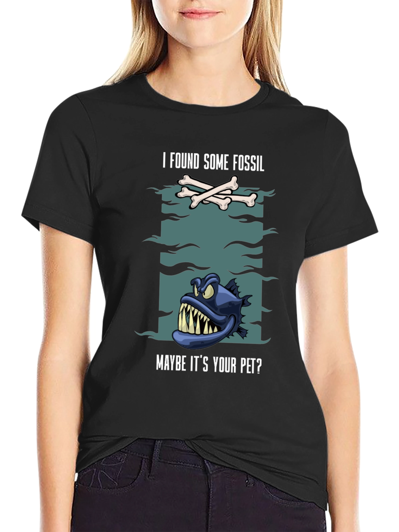 Funny Fossil Fish Graphic Tee - Unique Design!