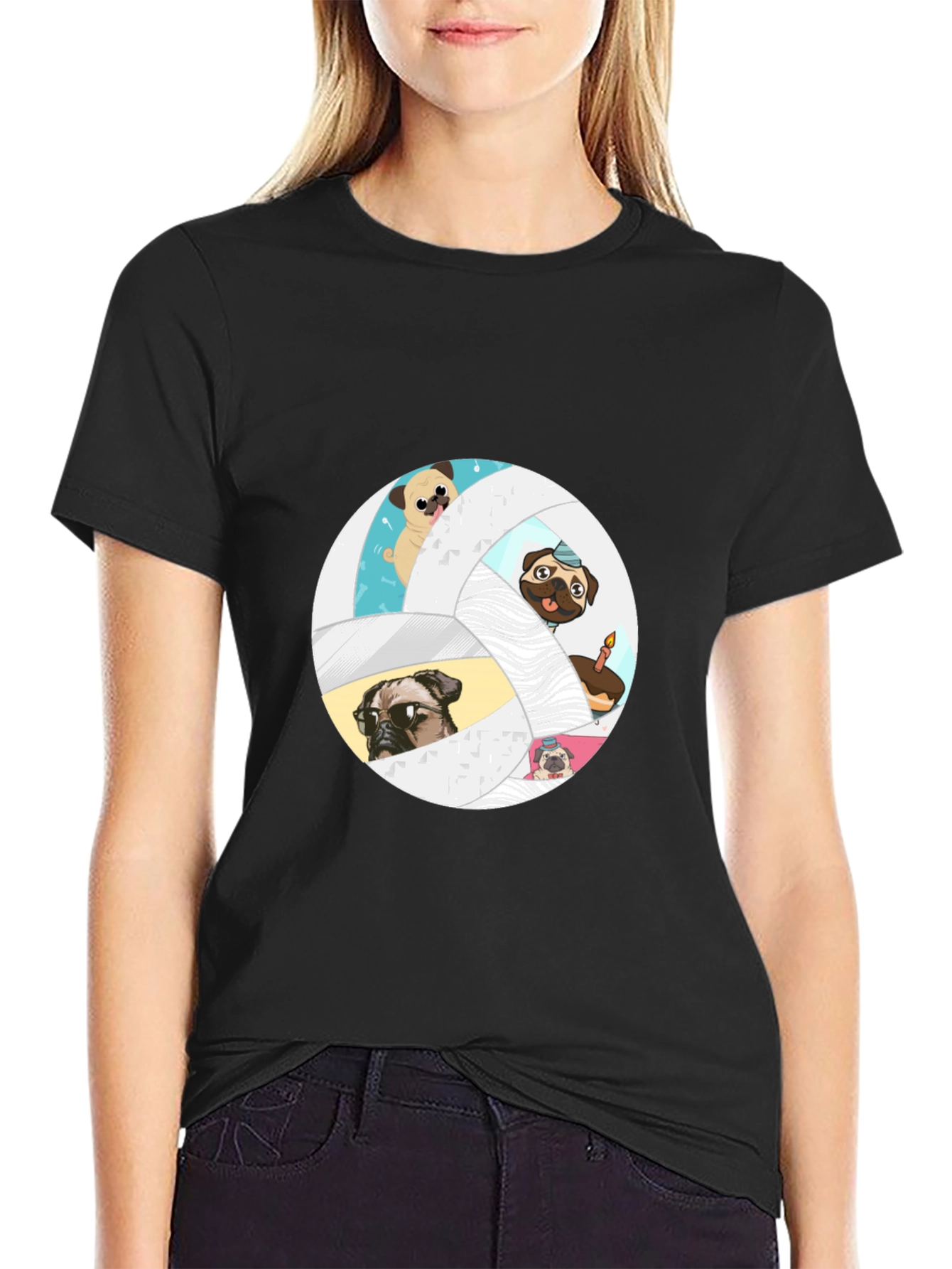 Pug Volleyball Graphic T-Shirt