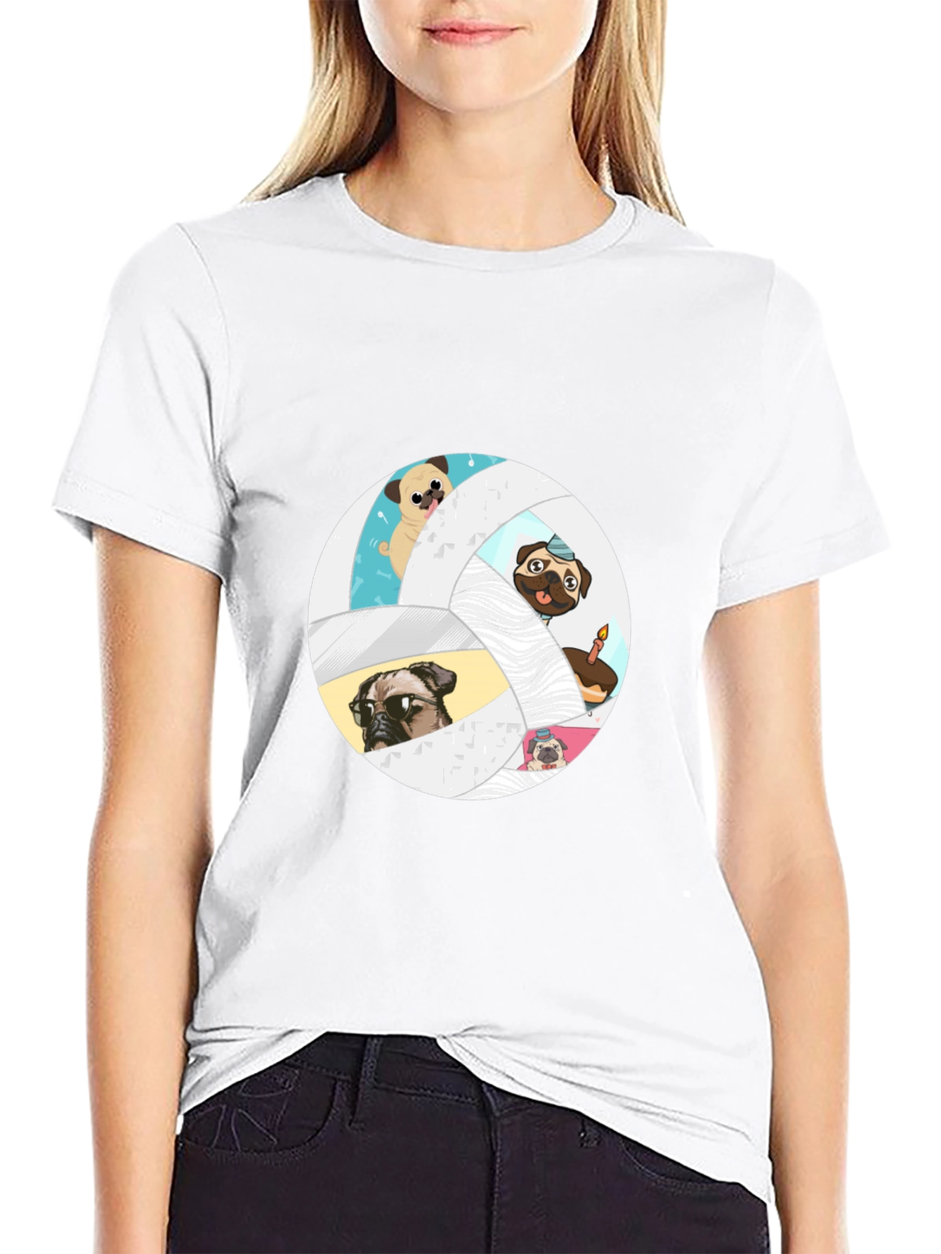 Pug Volleyball Graphic T-Shirt