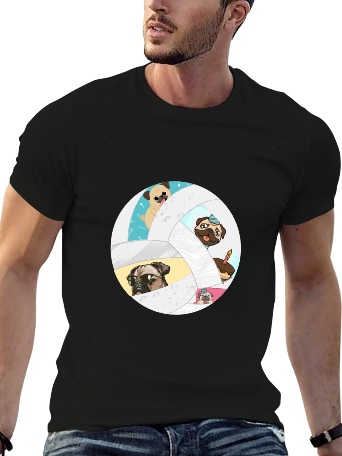 Pug Volleyball Graphic T-Shirt